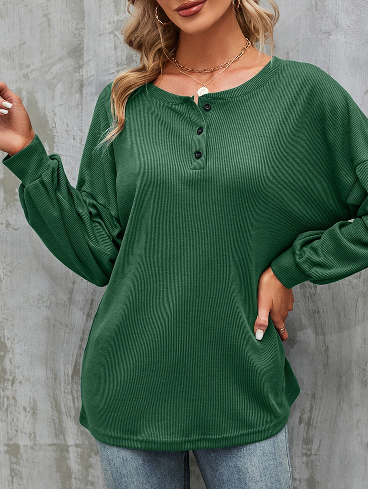 Casual loose button waist T-shirt