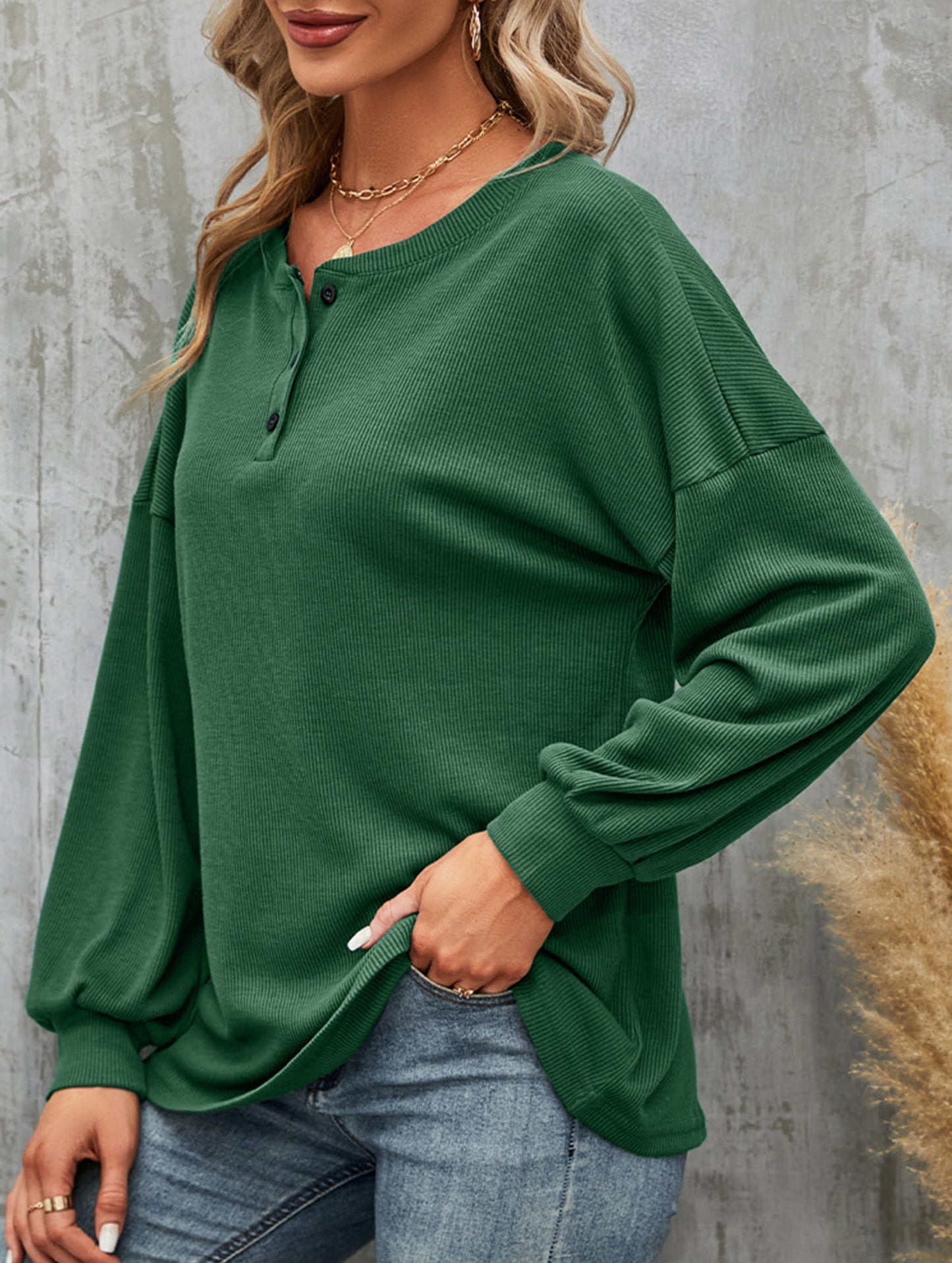 Casual loose button waist T-shirt