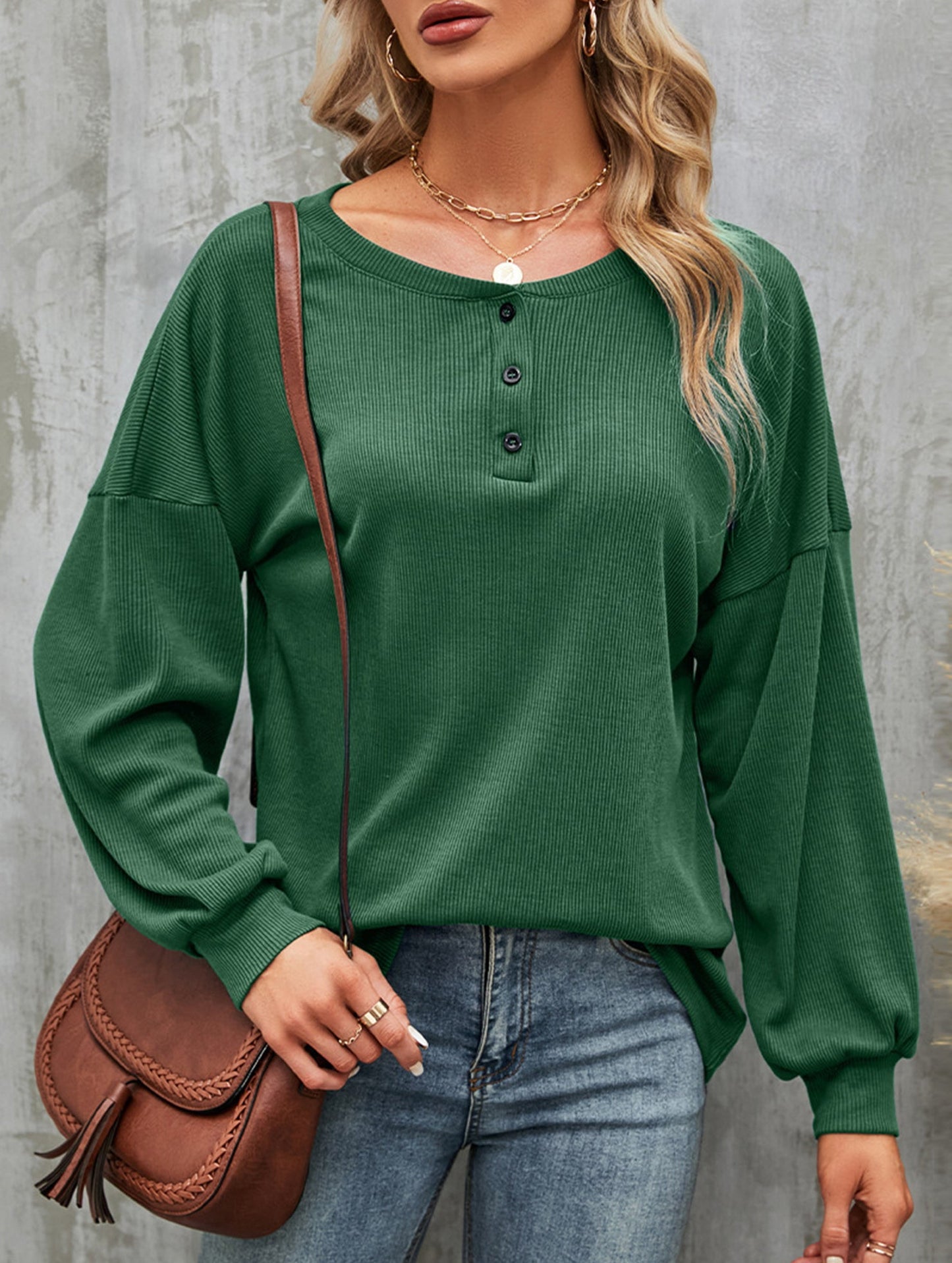 Casual loose button waist T-shirt
