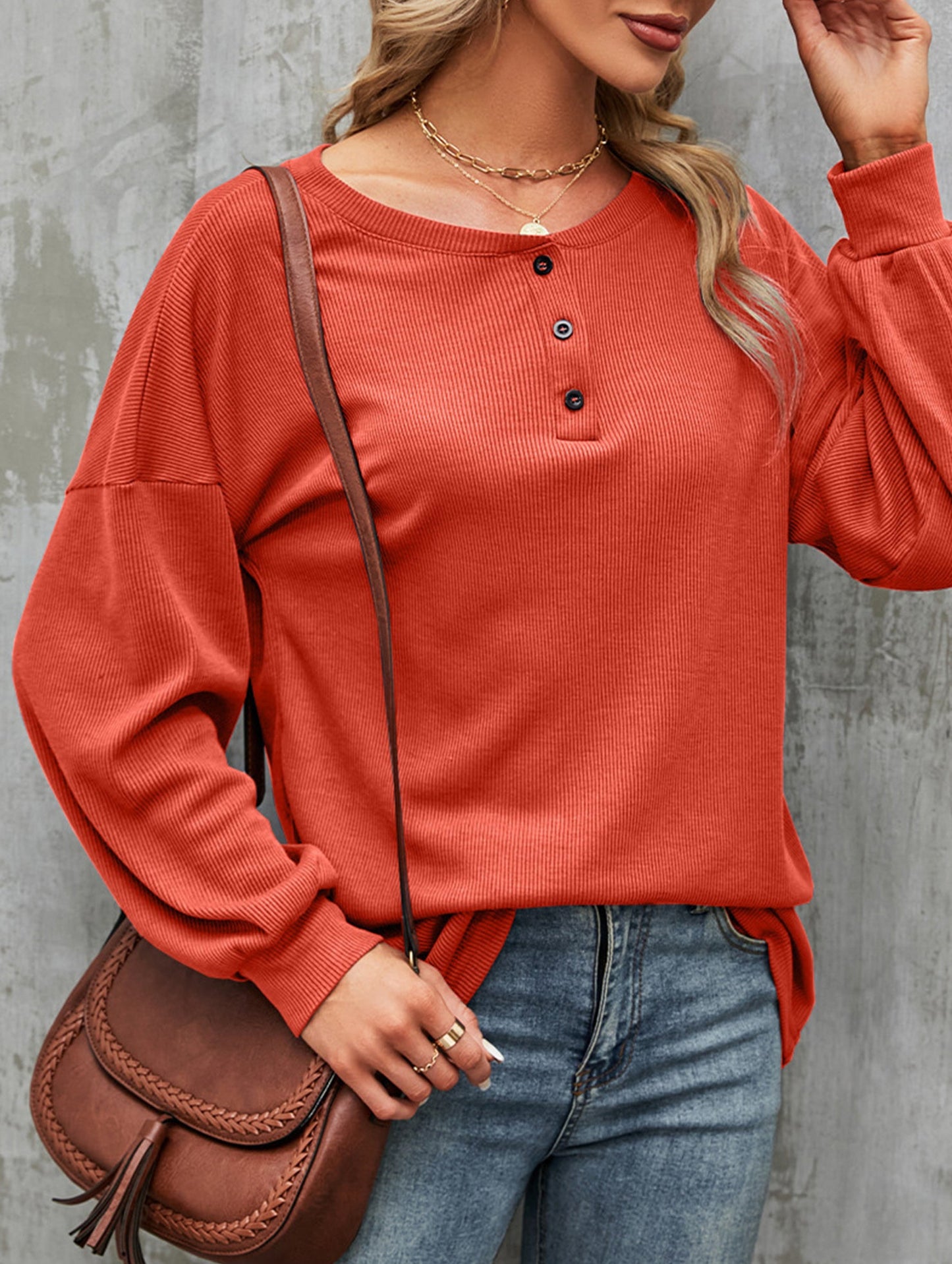 Casual loose button waist T-shirt