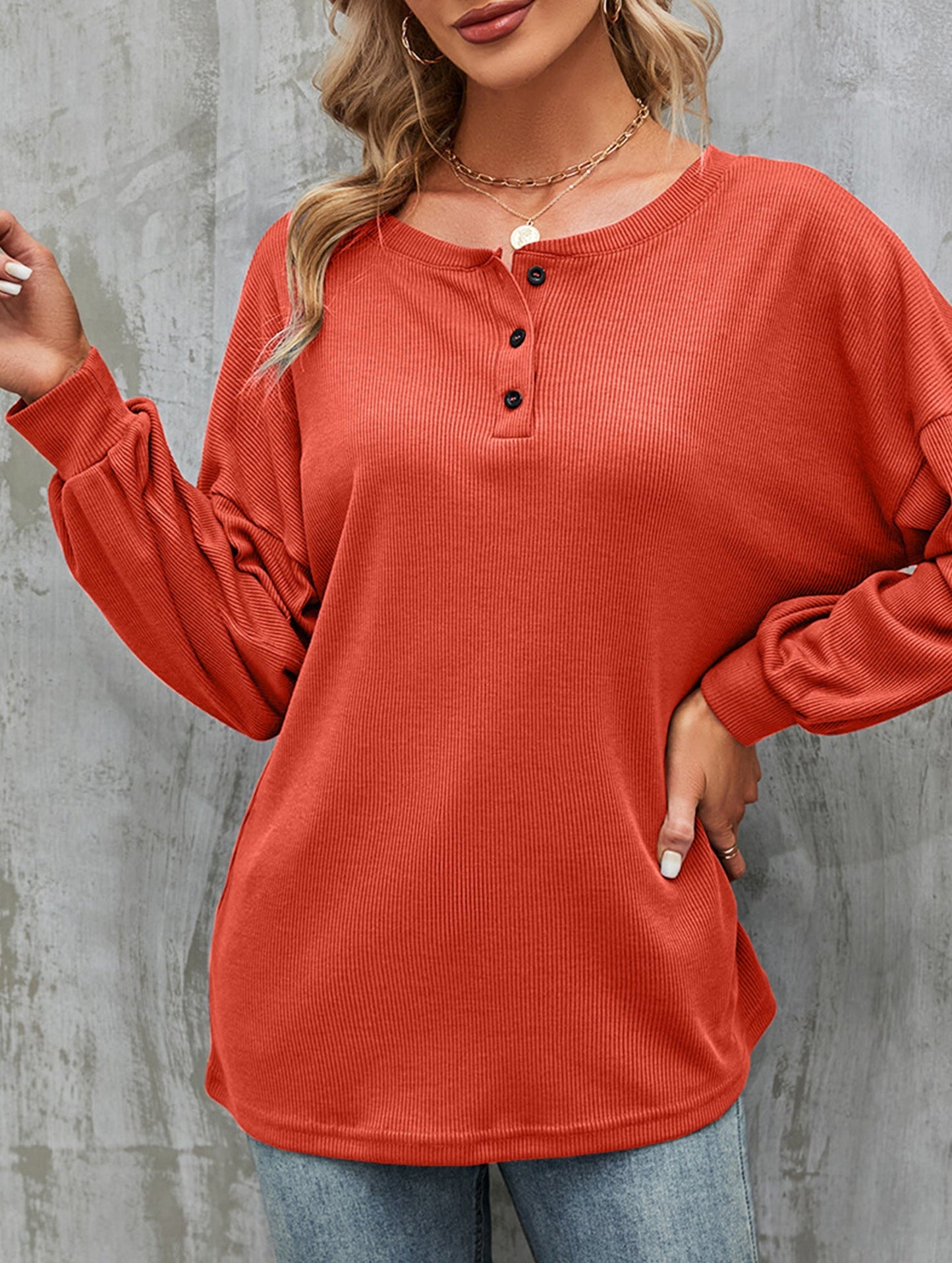 Casual loose button waist T-shirt