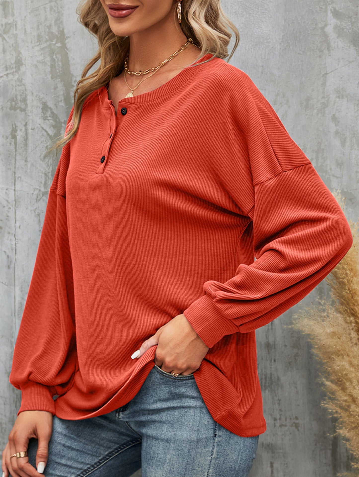 Casual loose button waist T-shirt