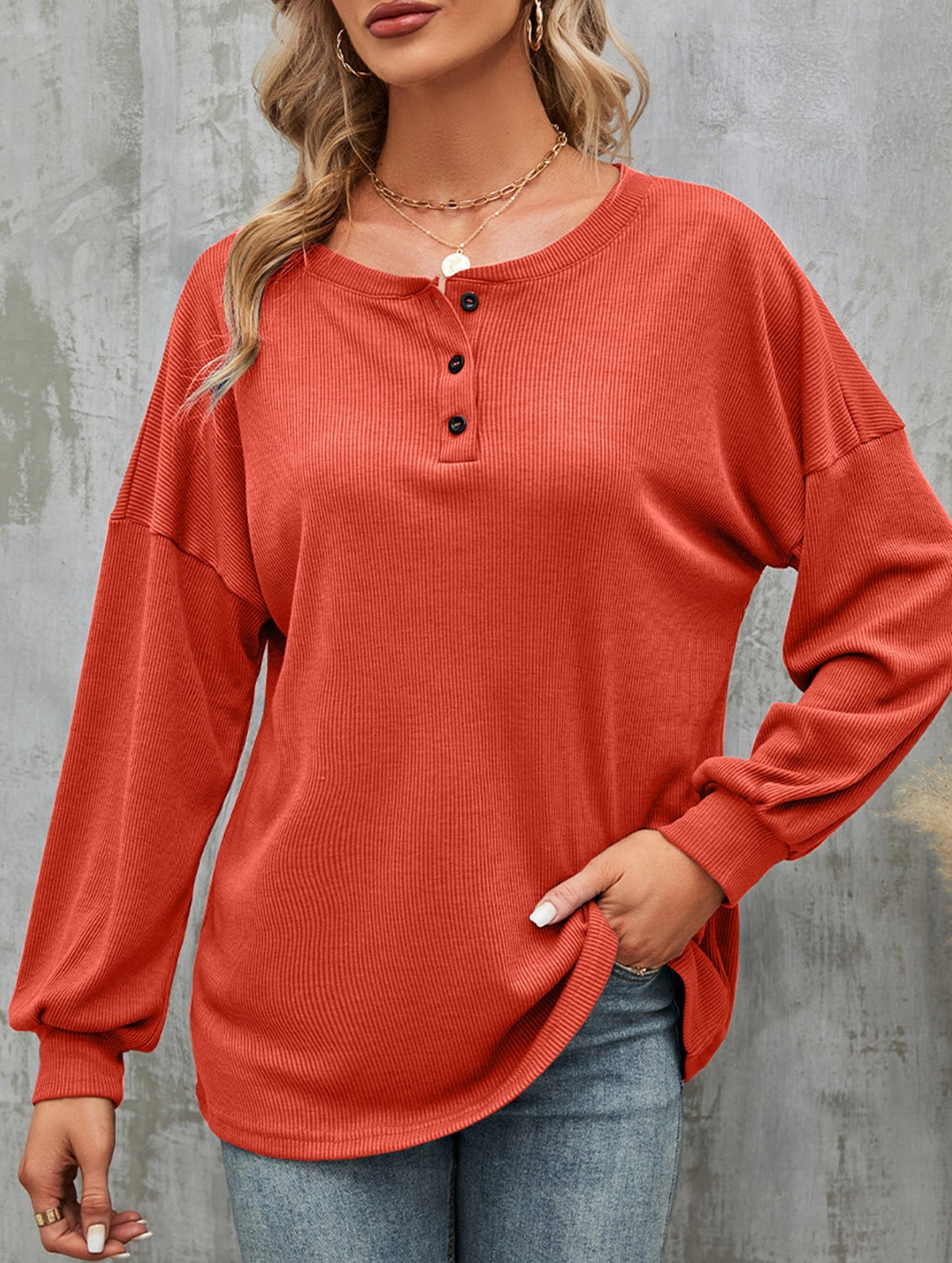 Casual loose button waist T-shirt