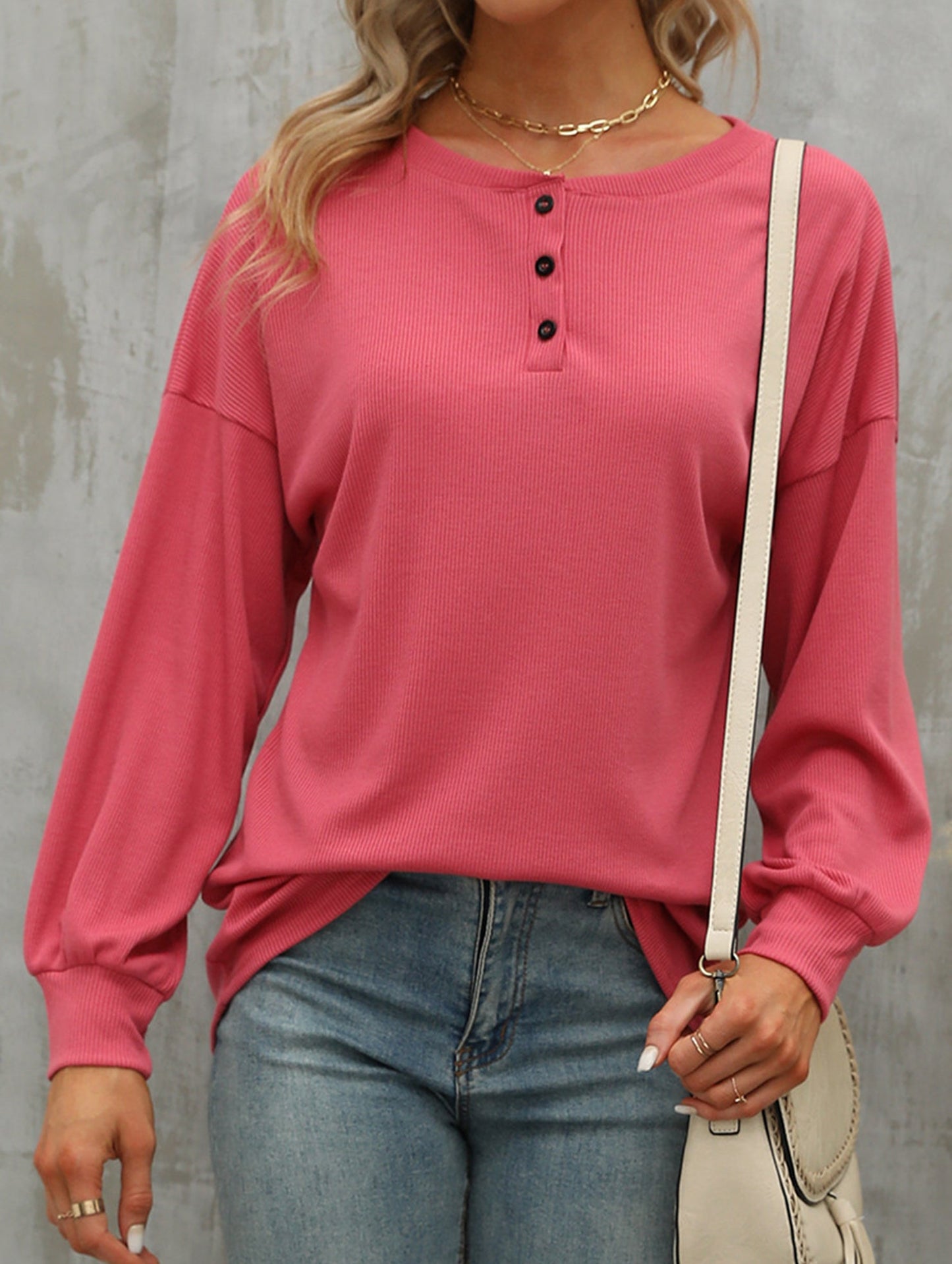 Casual loose button waist T-shirt