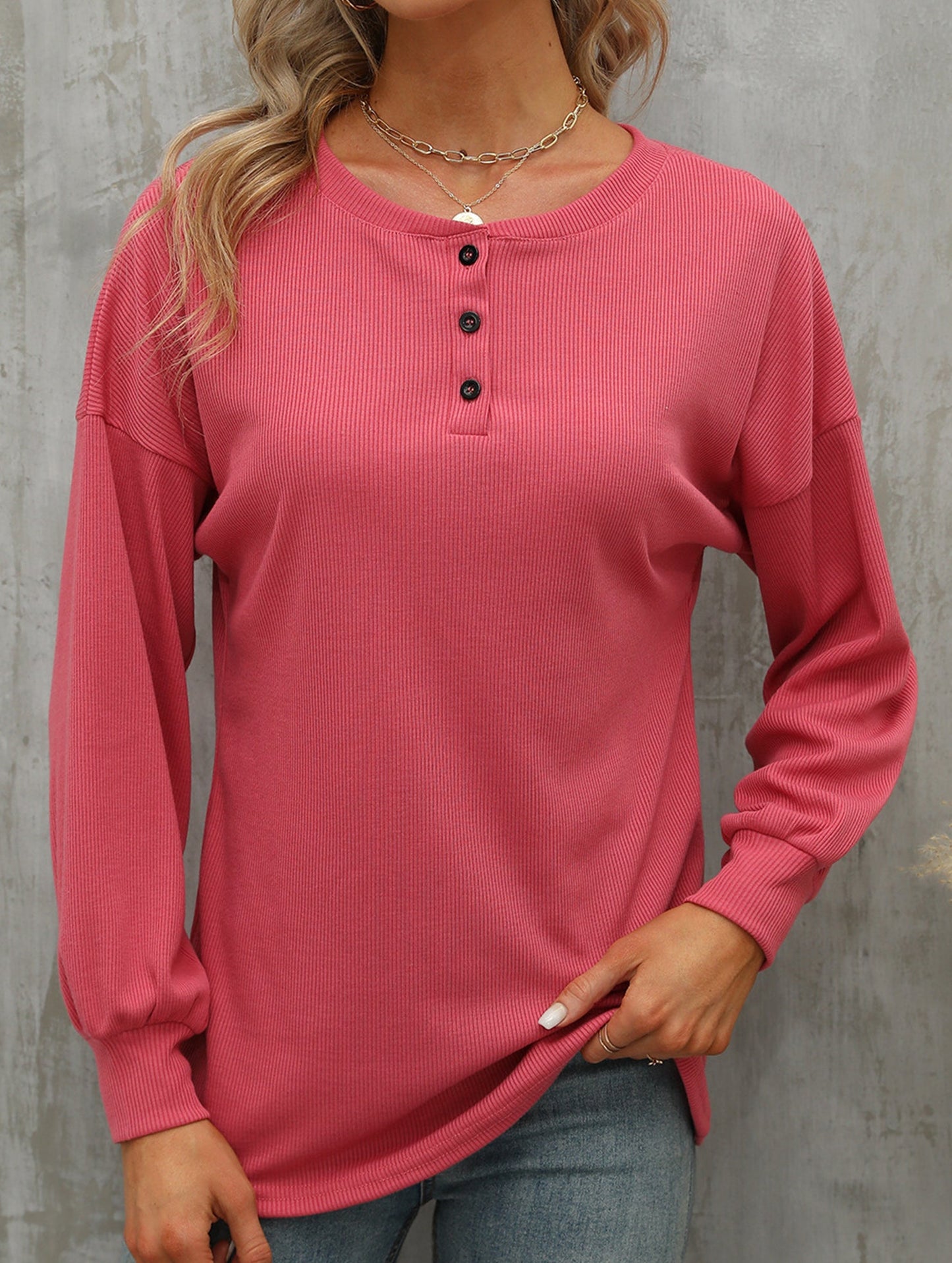 Casual loose button waist T-shirt