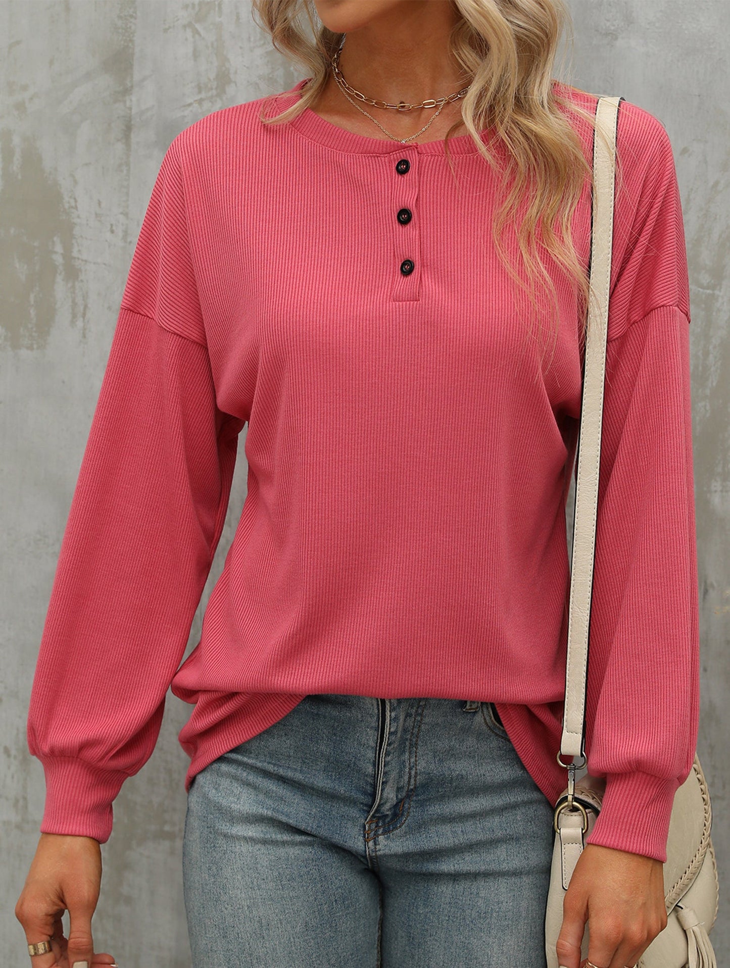 Casual loose button waist T-shirt