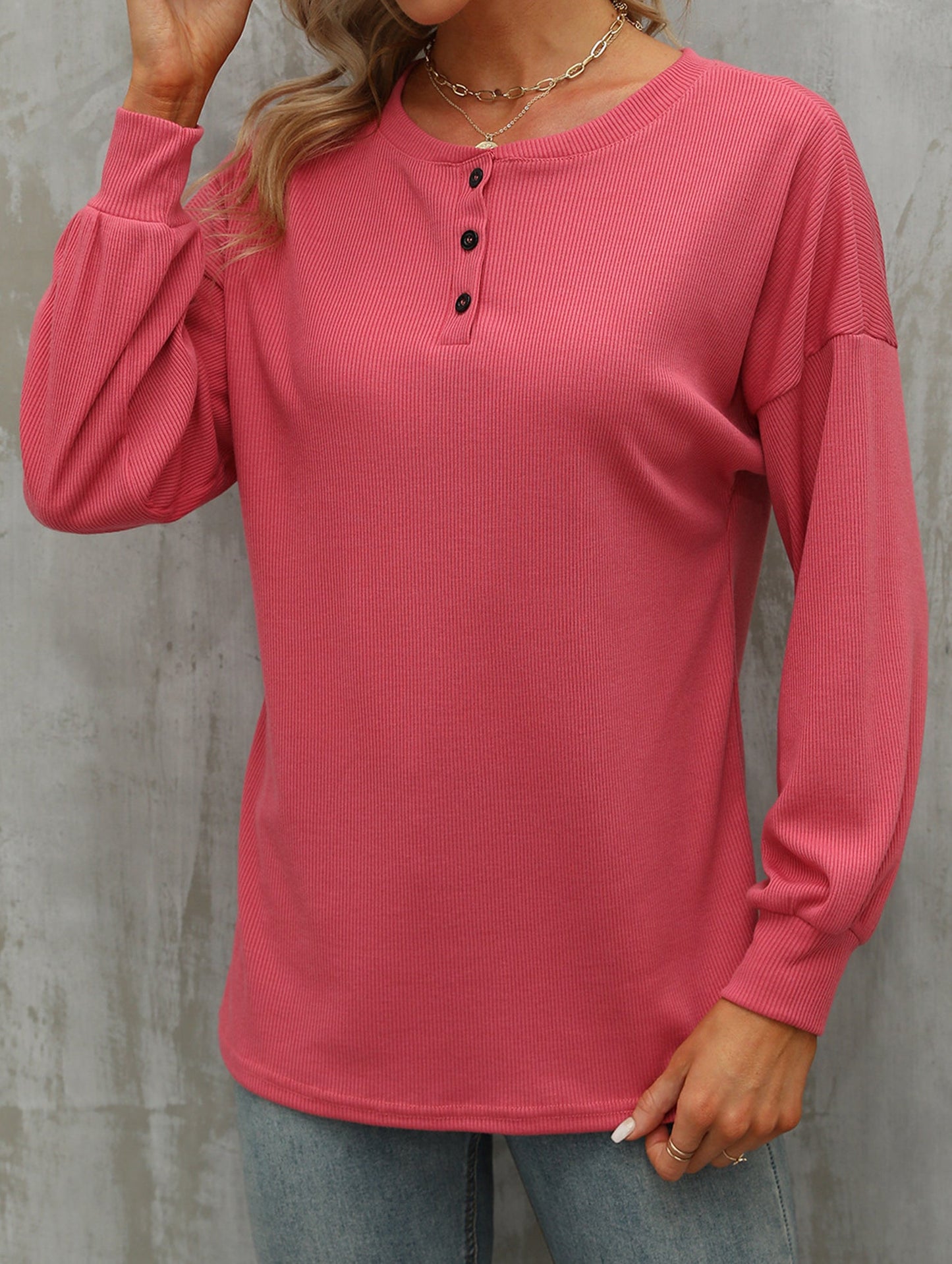 Casual loose button waist T-shirt