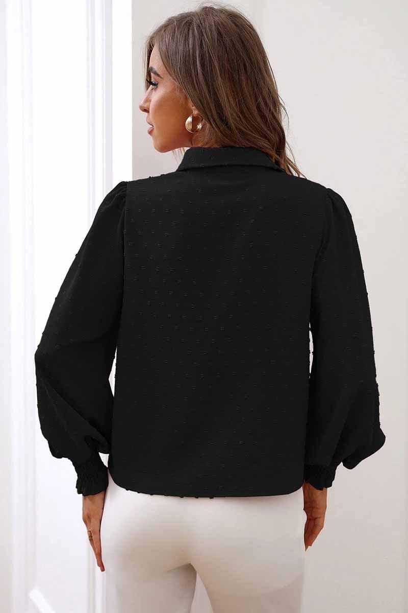 DOT LUFFLE LONG SLEEVE COLLAR SHIRTS - Doublju