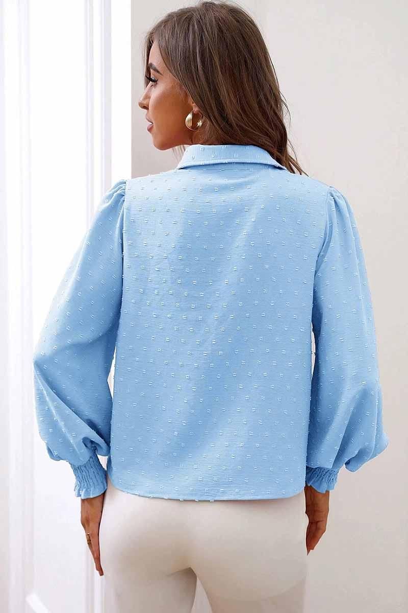 DOT LUFFLE LONG SLEEVE COLLAR SHIRTS - Doublju