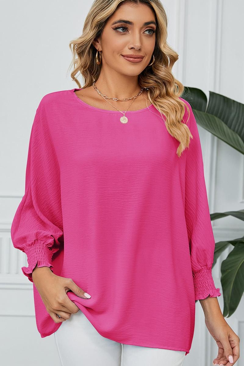 SEVEN QUARTER SLEEVE LOOSE SHIFFON BLOUSE - Doublju