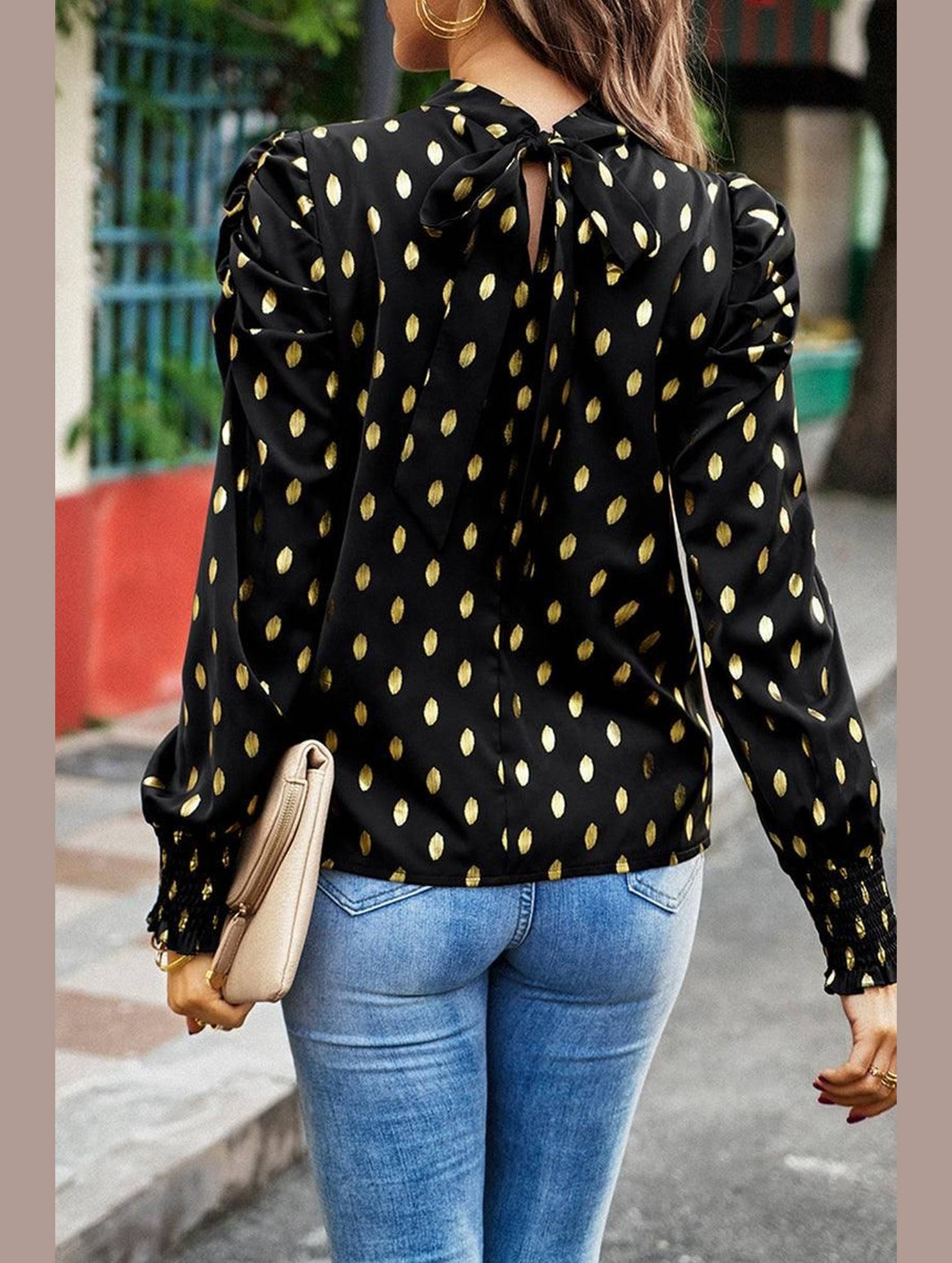 ROUND NECK RUFFLED SLEEVE LOOSE TOP - Doublju