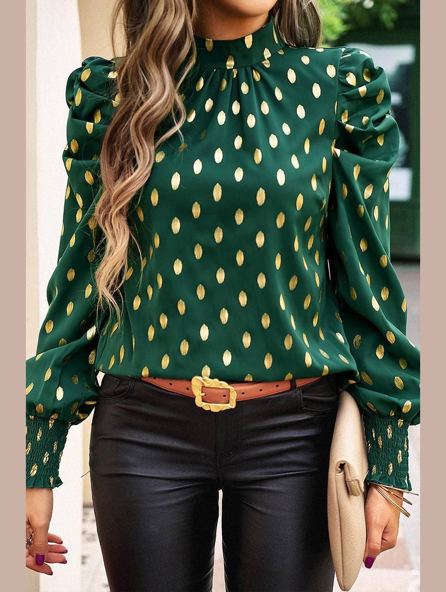 ROUND NECK RUFFLED SLEEVE LOOSE TOP - Doublju