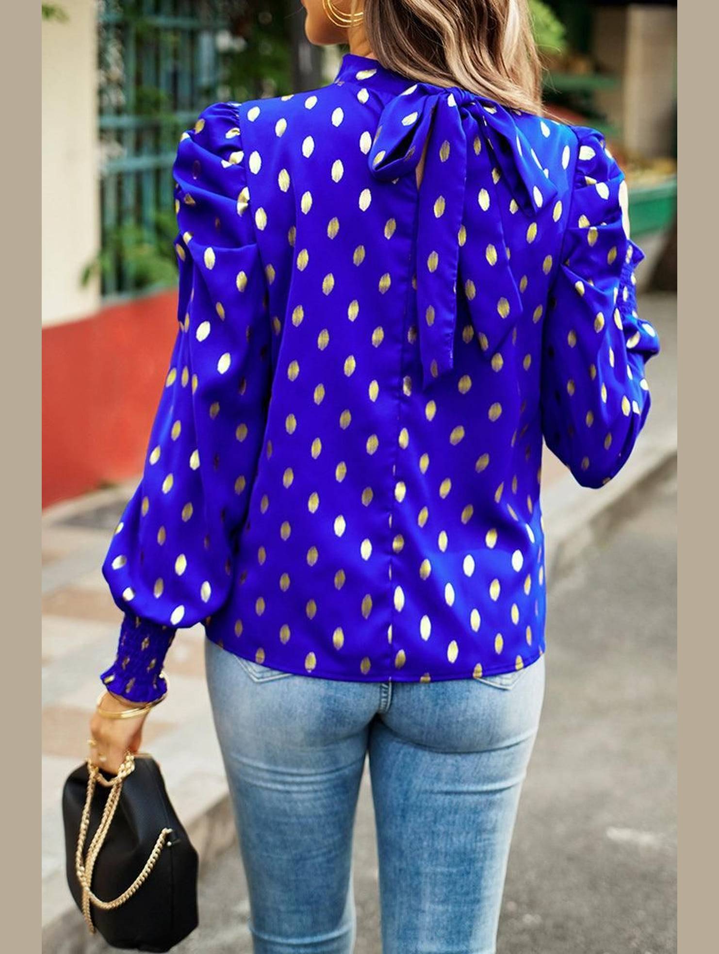 ROUND NECK RUFFLED SLEEVE LOOSE TOP - Doublju