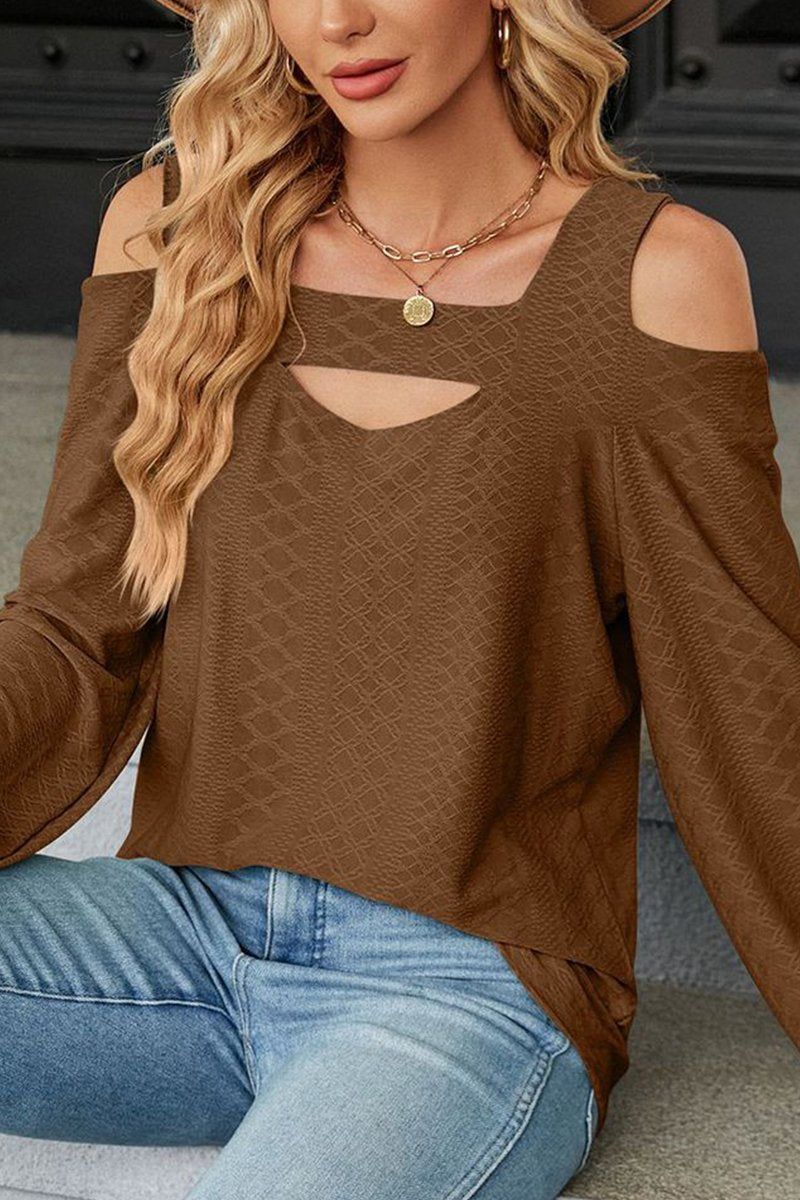 WOMEN SHOULDER STRAP CUT OUT DETAILED BLOUSE TOP