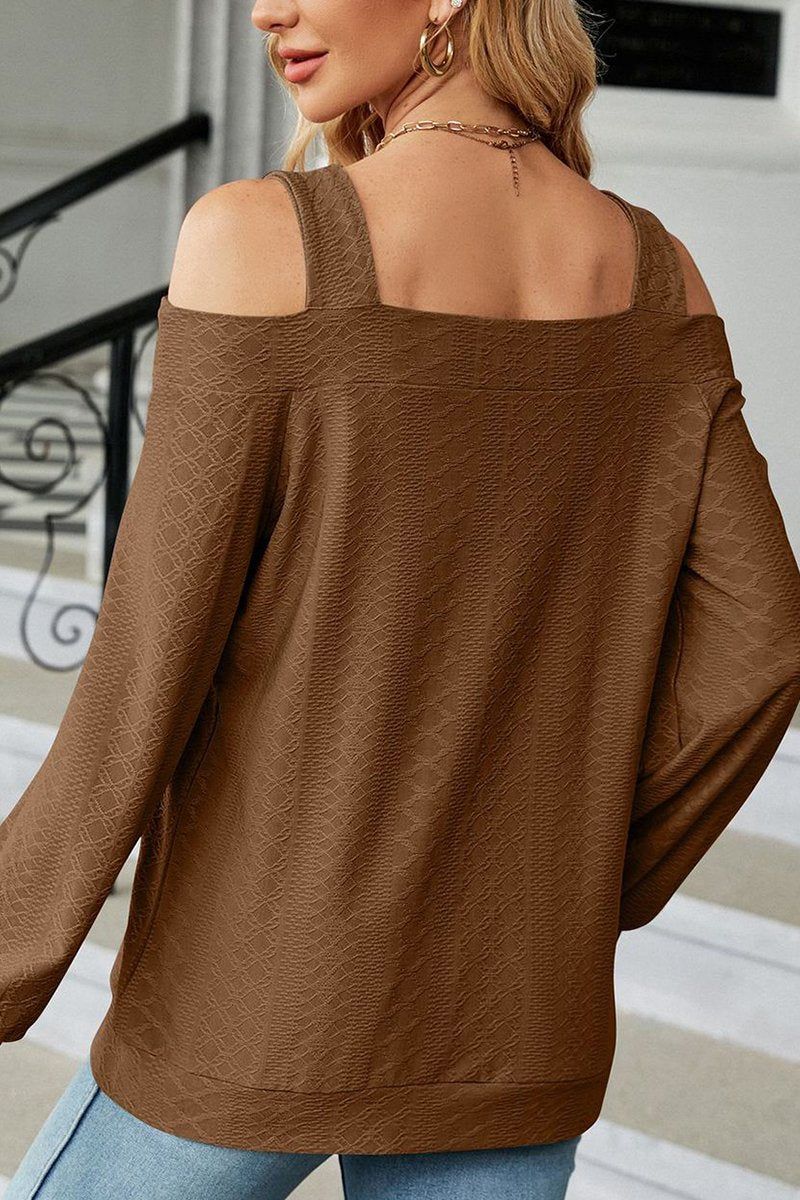 WOMEN SHOULDER STRAP CUT OUT DETAILED BLOUSE TOP