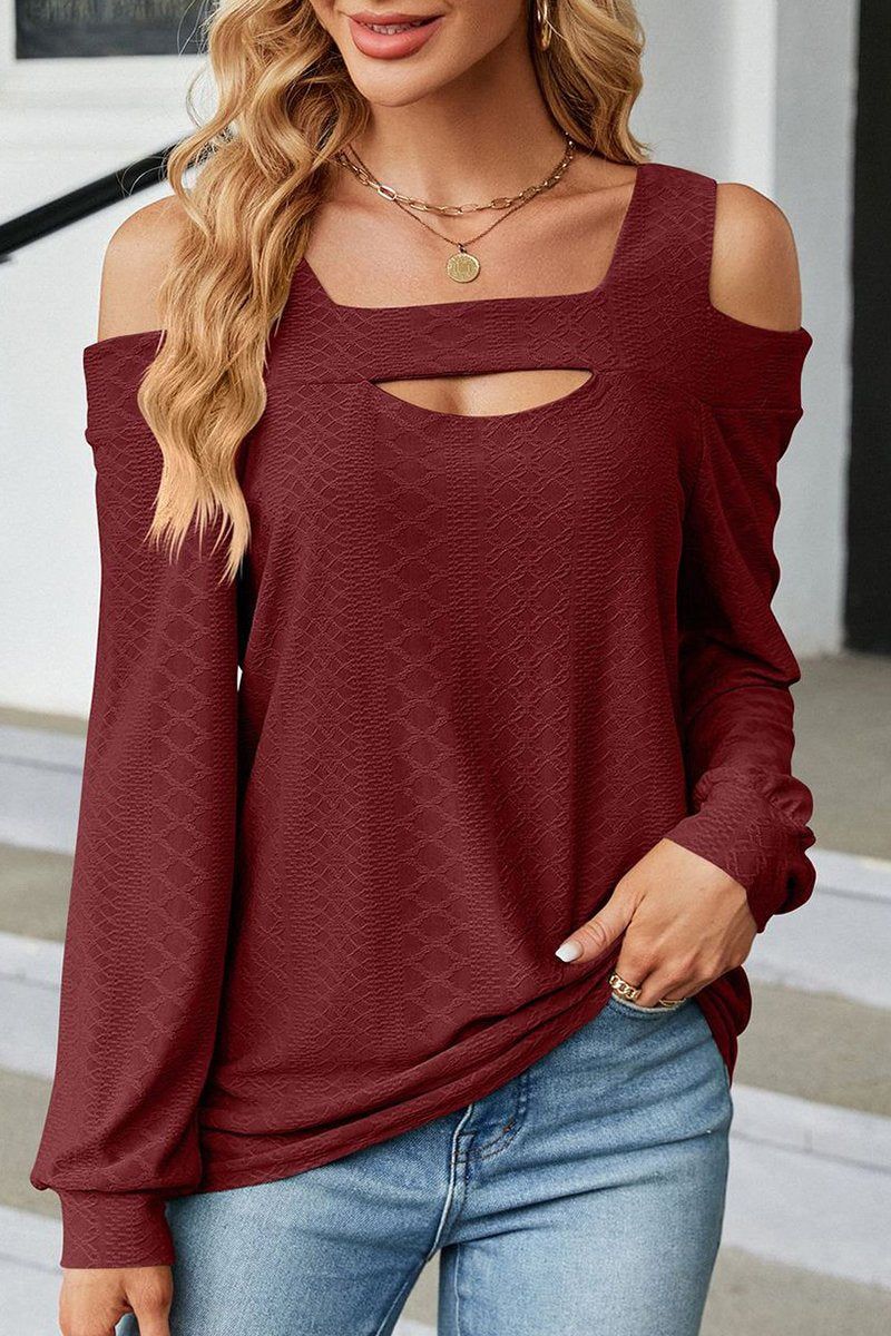 WOMEN SHOULDER STRAP CUT OUT DETAILED BLOUSE TOP
