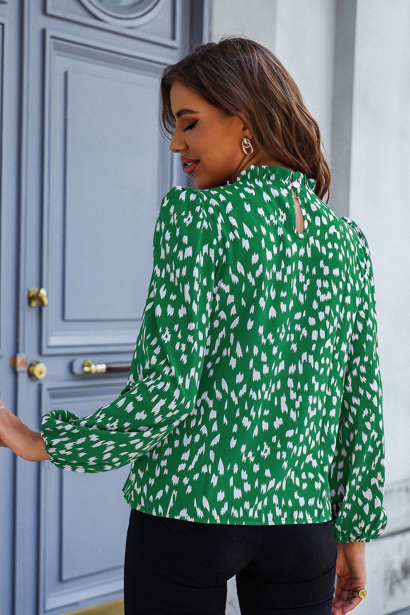 WOME HIGH NECK ANIMAL PRINT RIBBED SLEEVE BLOUSE
100% POLYESTER
SIZE S-M-L
MADE IN CHINA