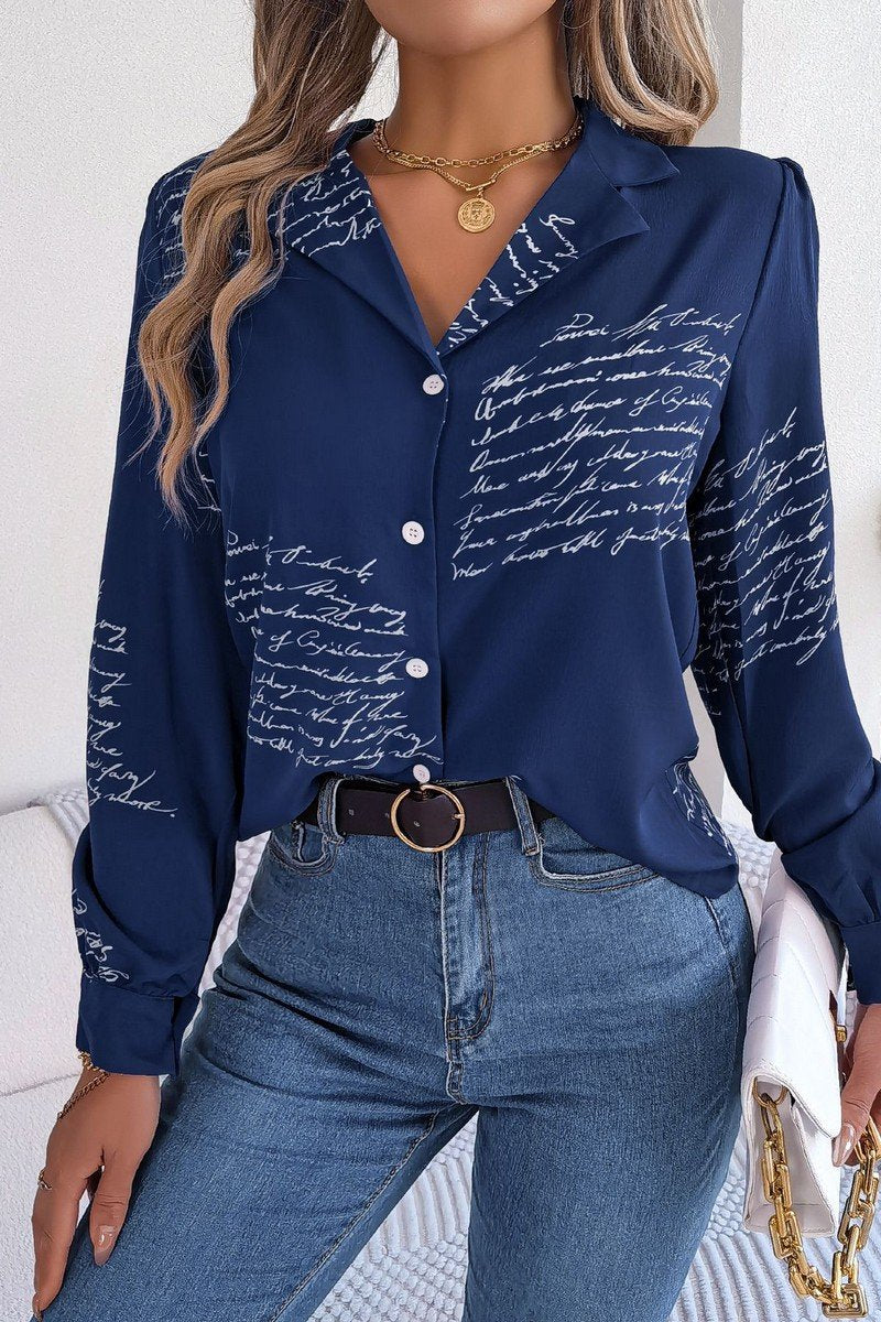 WOMEN LETTER PRINTING SEMI FORMAL OFFICE BLOUSE