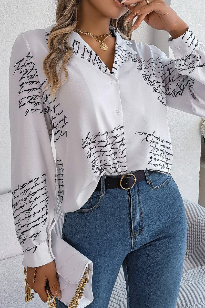 WOMEN LETTER PRINTING SEMI FORMAL OFFICE BLOUSE