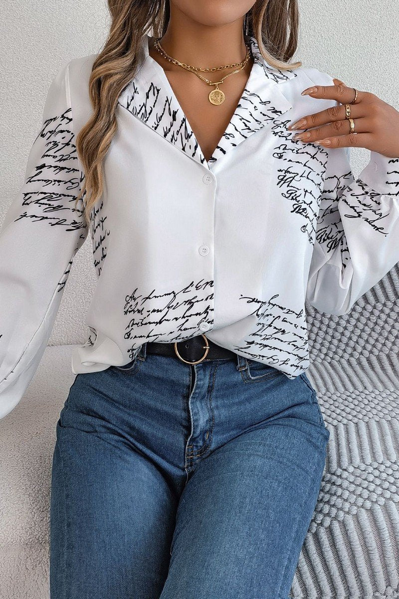 WOMEN LETTER PRINTING SEMI FORMAL OFFICE BLOUSE