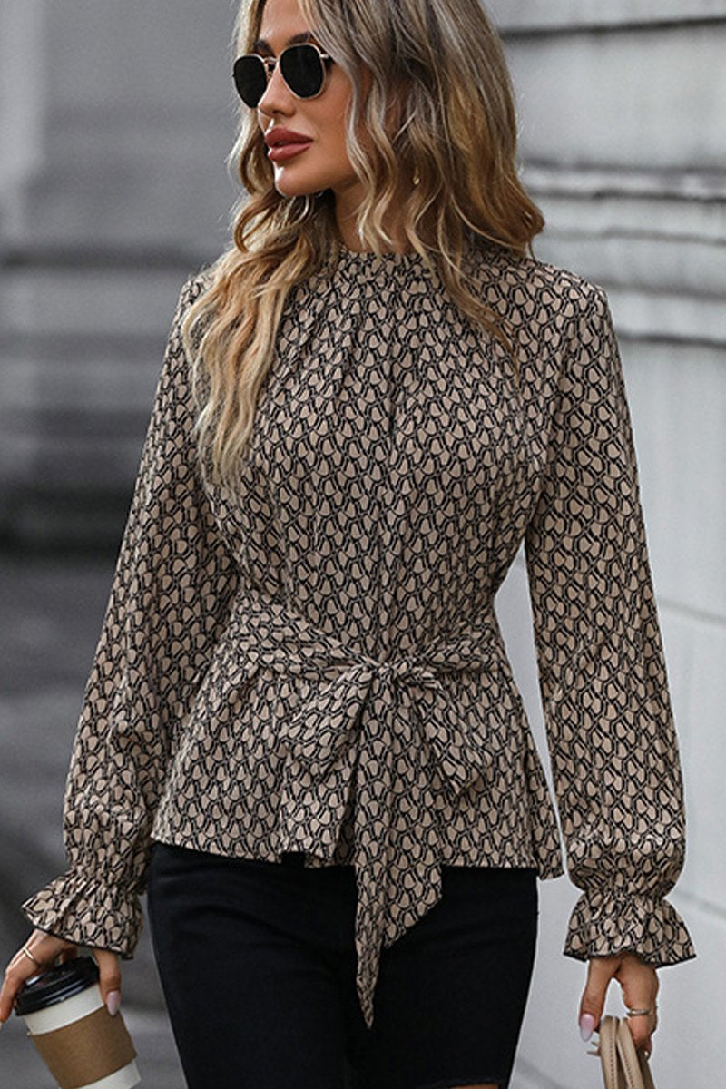 WOMAN LONG SLEEVE SLIM FIT LEOPARD PRINT SHIRT