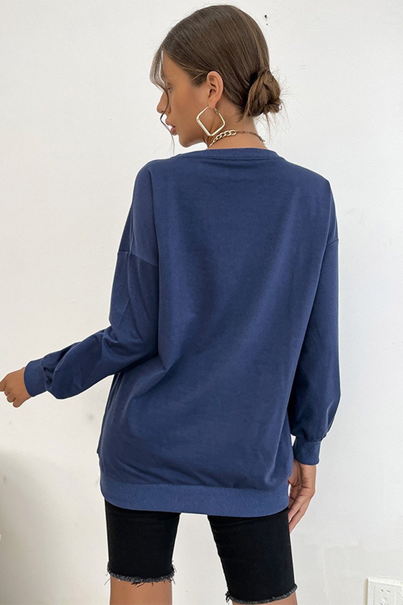 WOMEN LETTERING PRINT CREW NECK SWEATSHIRT