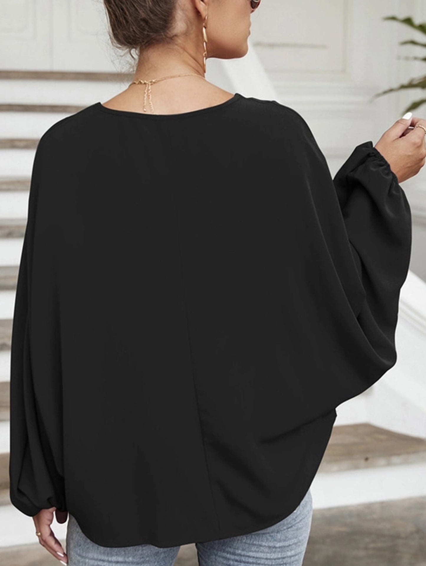 Short V-Neck Lace-Up Casual Top for Women