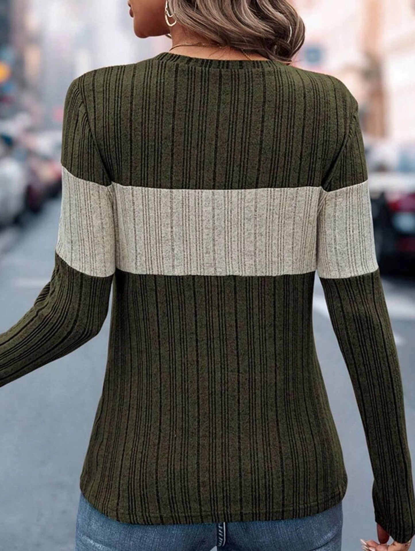 Loose casual color matching T-shirt