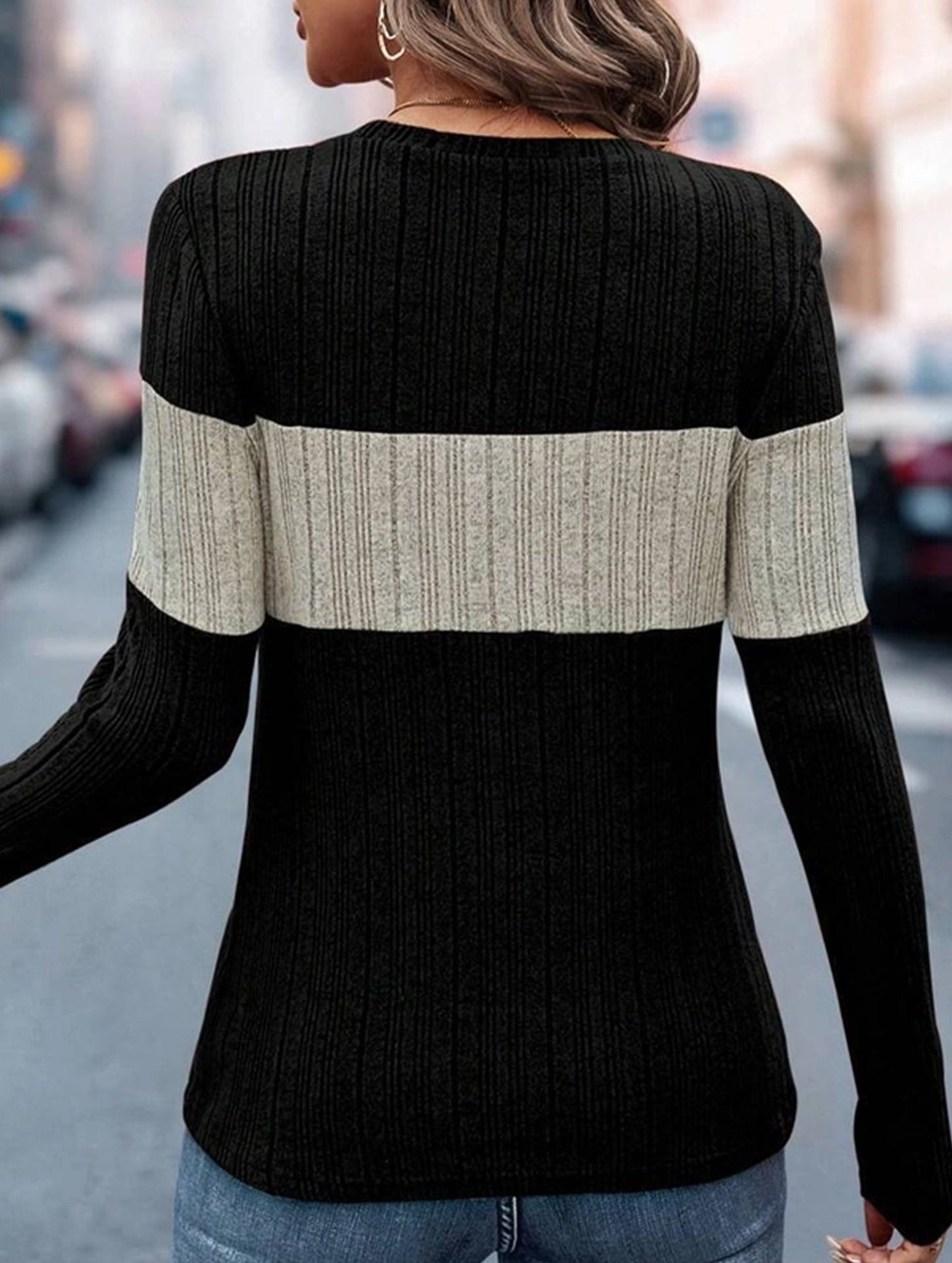 Loose casual color matching T-shirt