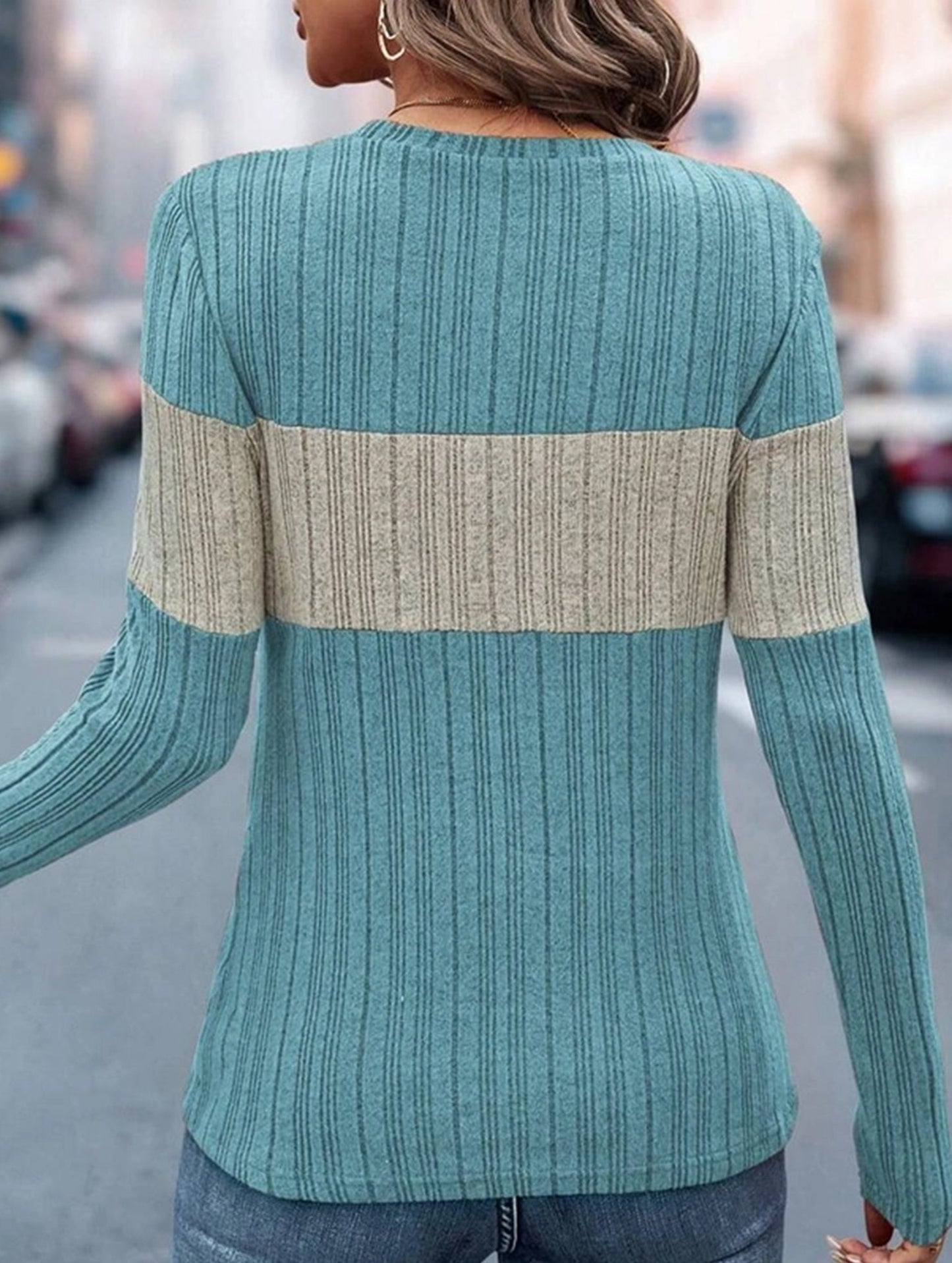 Loose casual color matching T-shirt