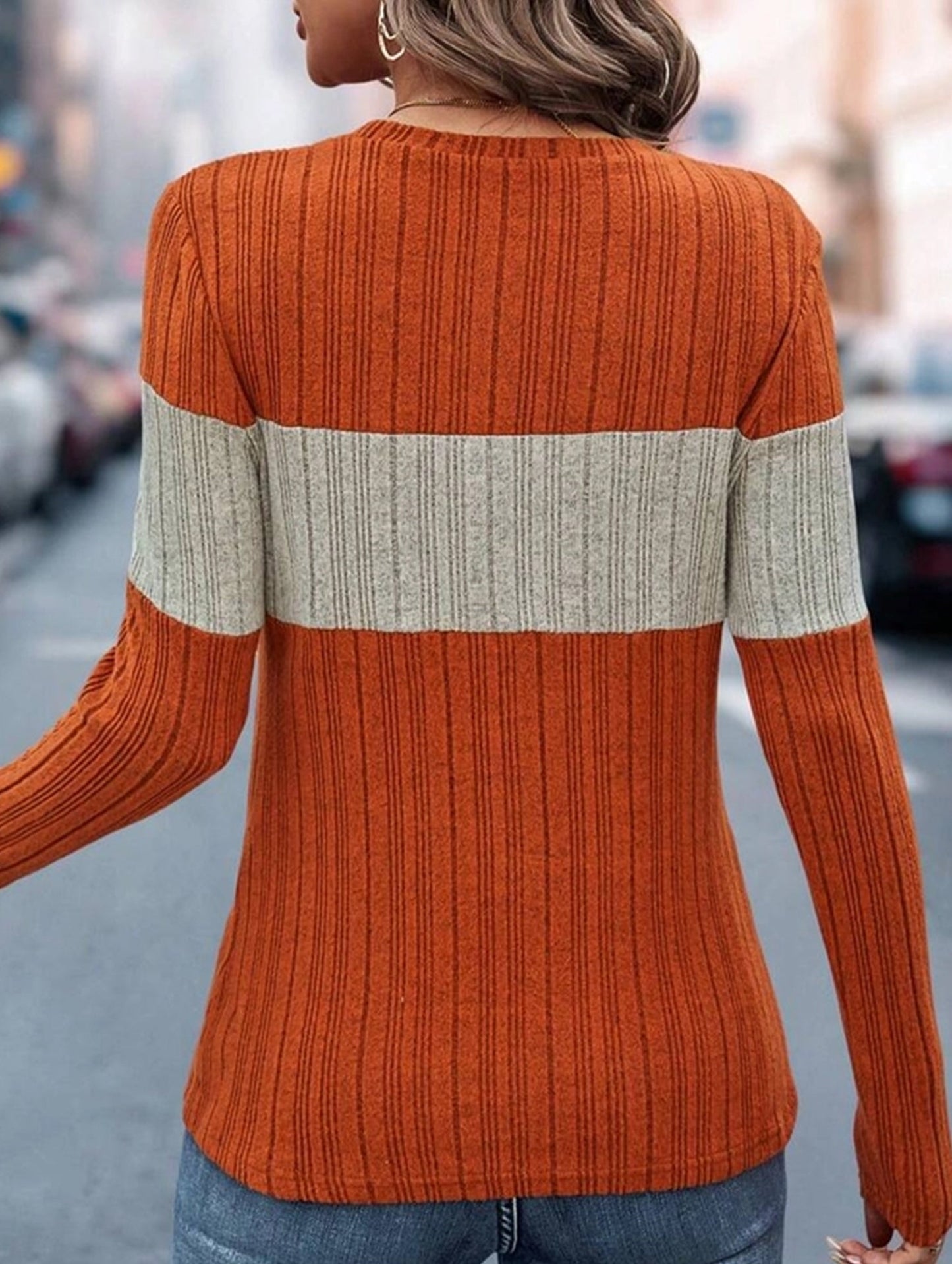 Loose casual color matching T-shirt