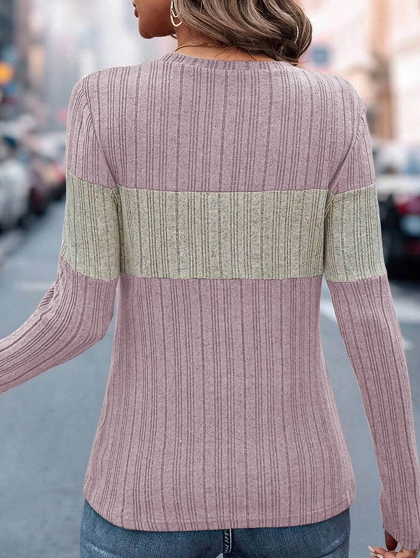 Loose casual color matching T-shirt