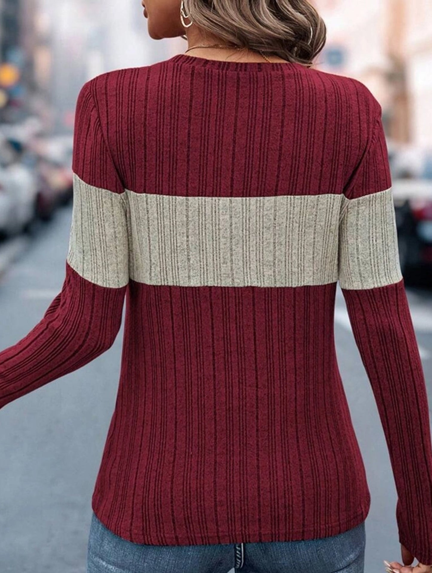 Loose casual color matching T-shirt