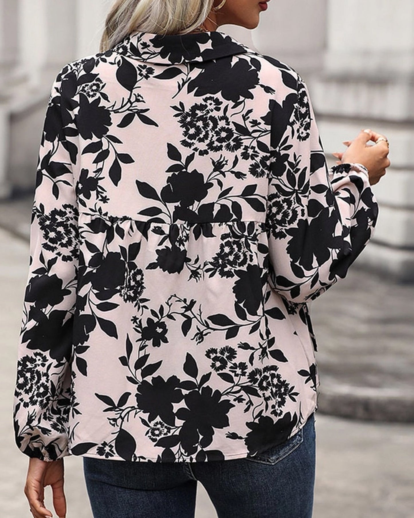 Women's Long Sleeve Floral Print Blouse ??Elegant & Feminine