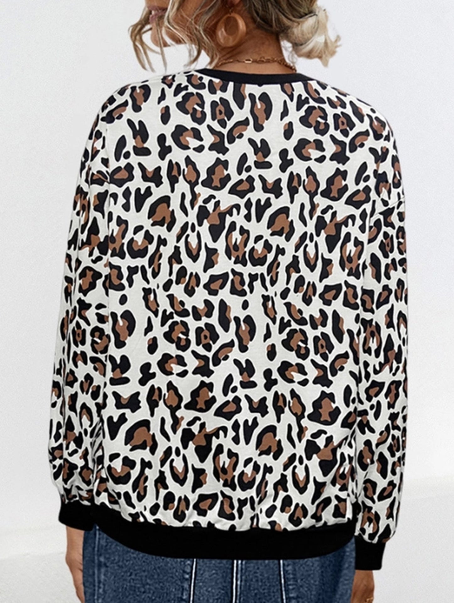 Leopard Print Long-Sleeve Casual Pullover Hoodie