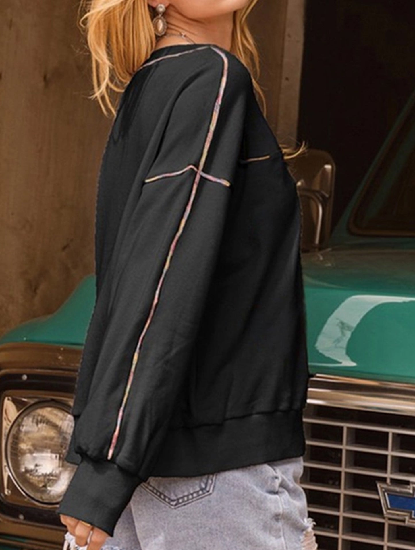 CASUAL STYLE PULLOVER WITH COLOR TRIM HOODIE