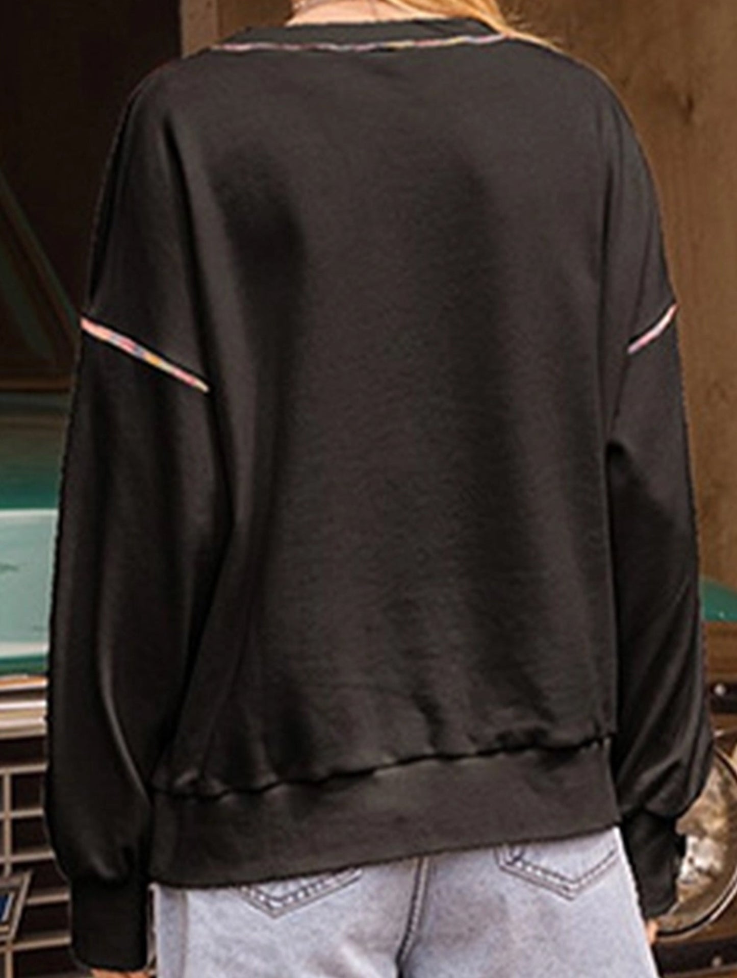 CASUAL STYLE PULLOVER WITH COLOR TRIM HOODIE