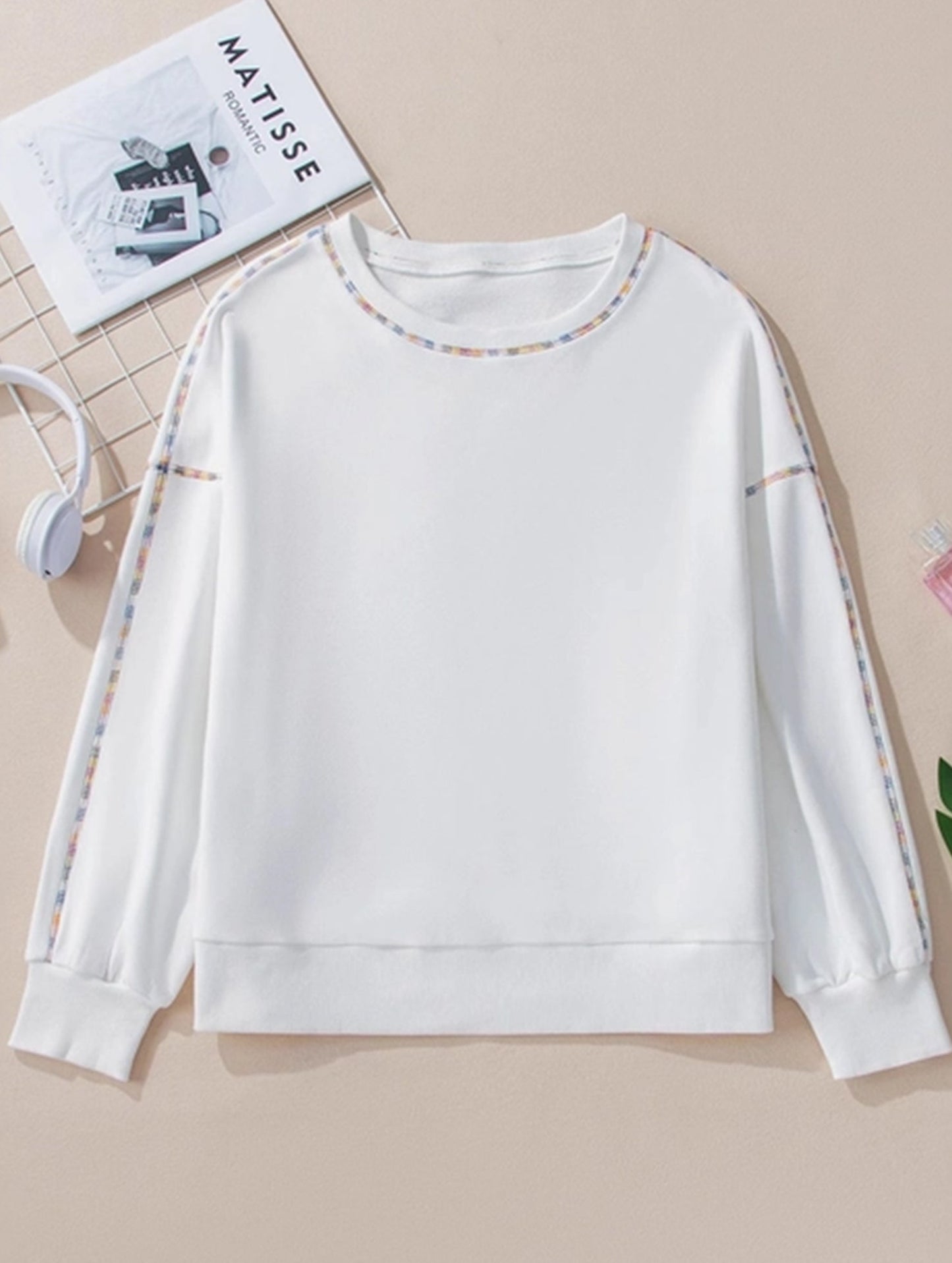 CASUAL STYLE PULLOVER WITH COLOR TRIM HOODIE