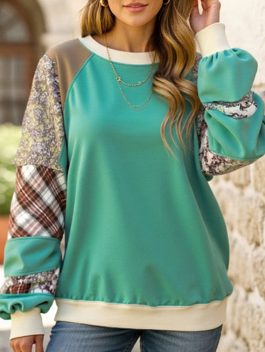 CREW-NECK, LONG-SLEEVED CASUAL PRINT HOODIE