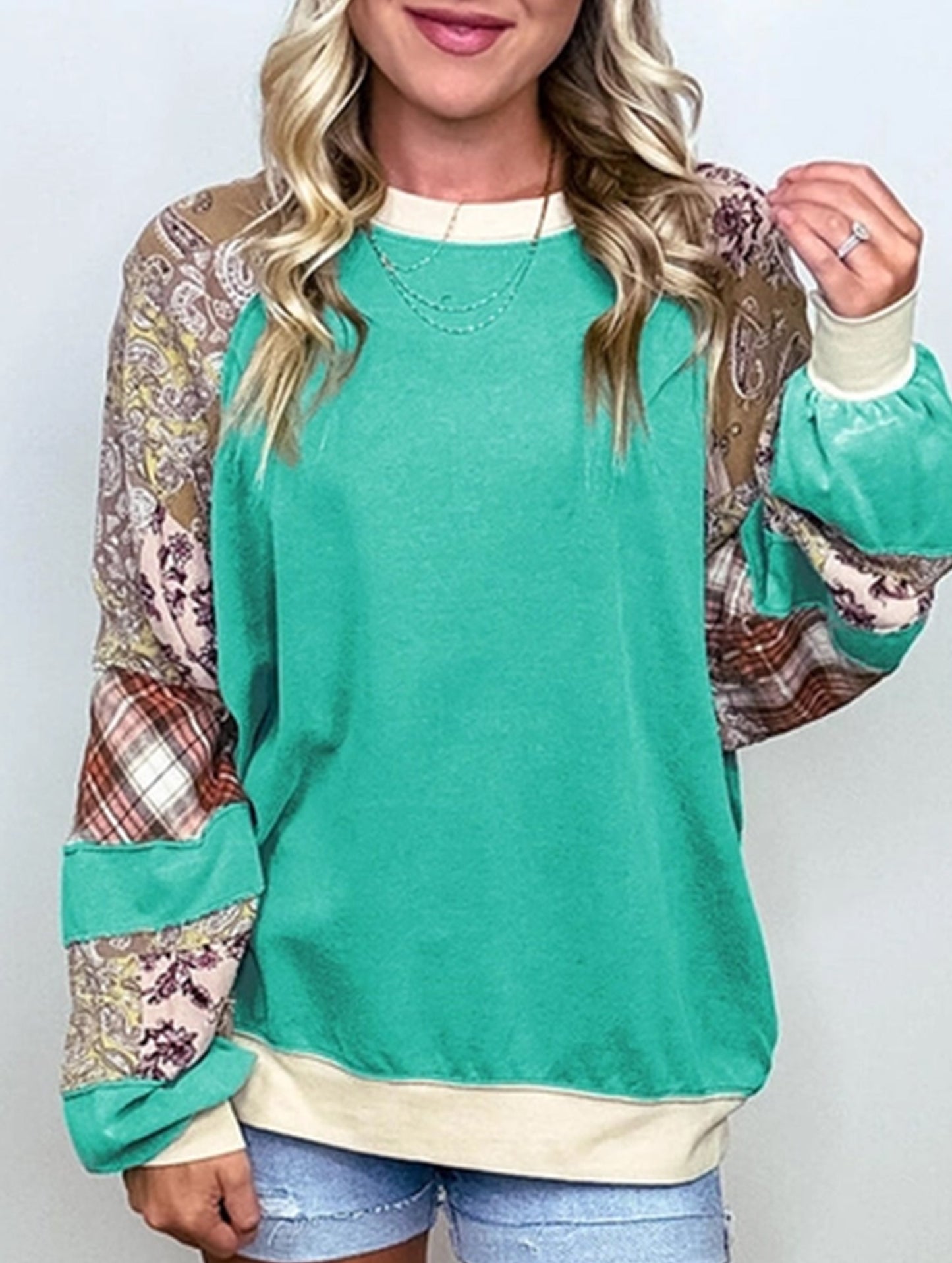 CREW-NECK, LONG-SLEEVED CASUAL PRINT HOODIE