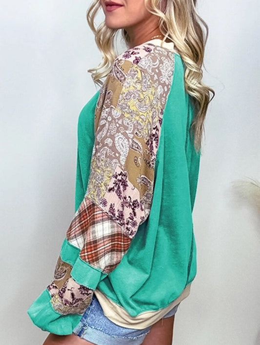 CREW-NECK, LONG-SLEEVED CASUAL PRINT HOODIE