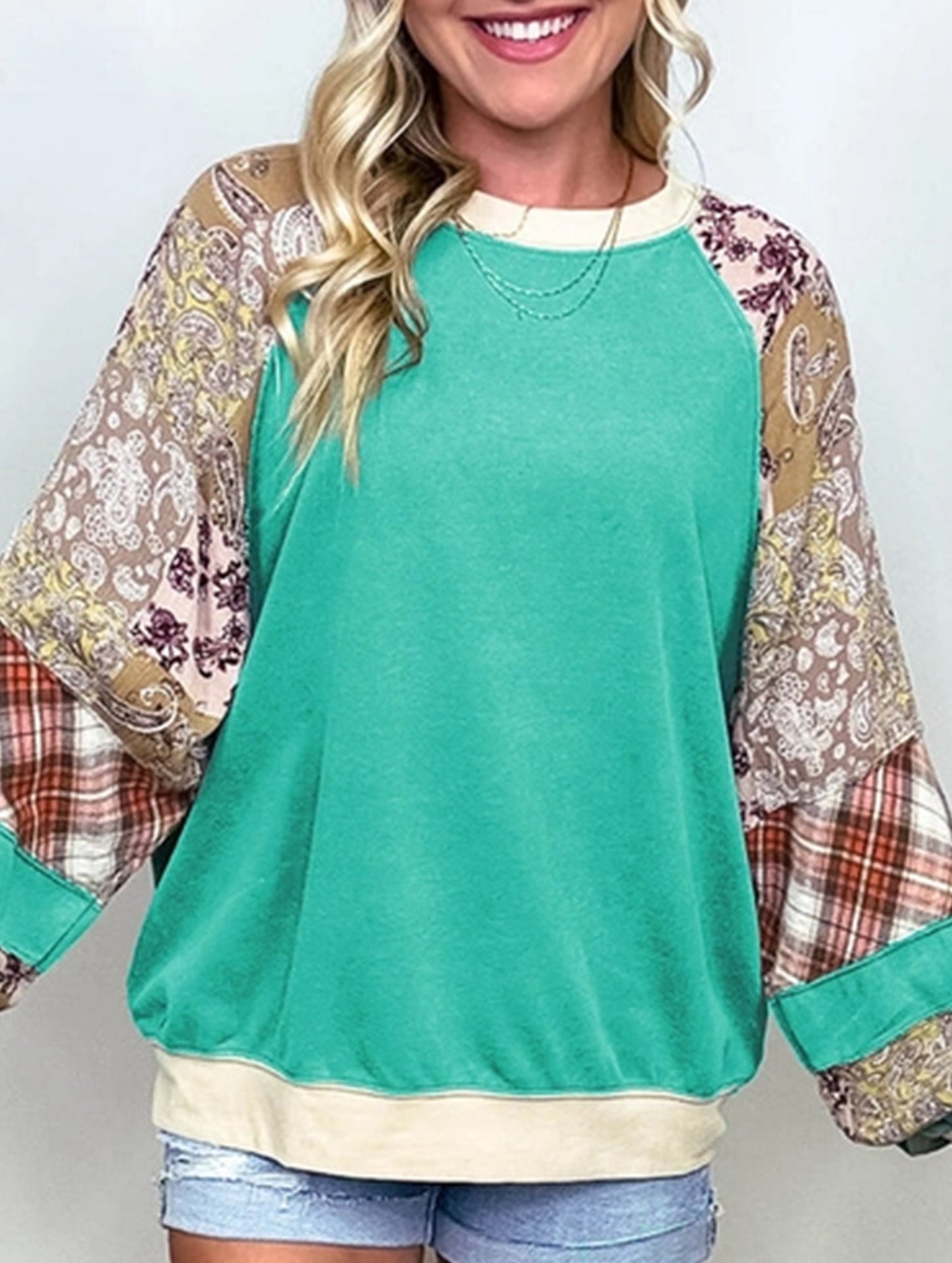 CREW-NECK, LONG-SLEEVED CASUAL PRINT HOODIE