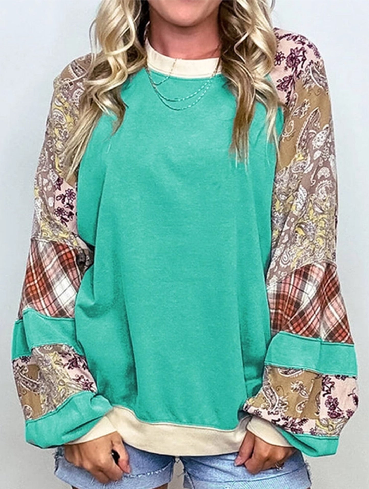 CREW-NECK, LONG-SLEEVED CASUAL PRINT HOODIE
