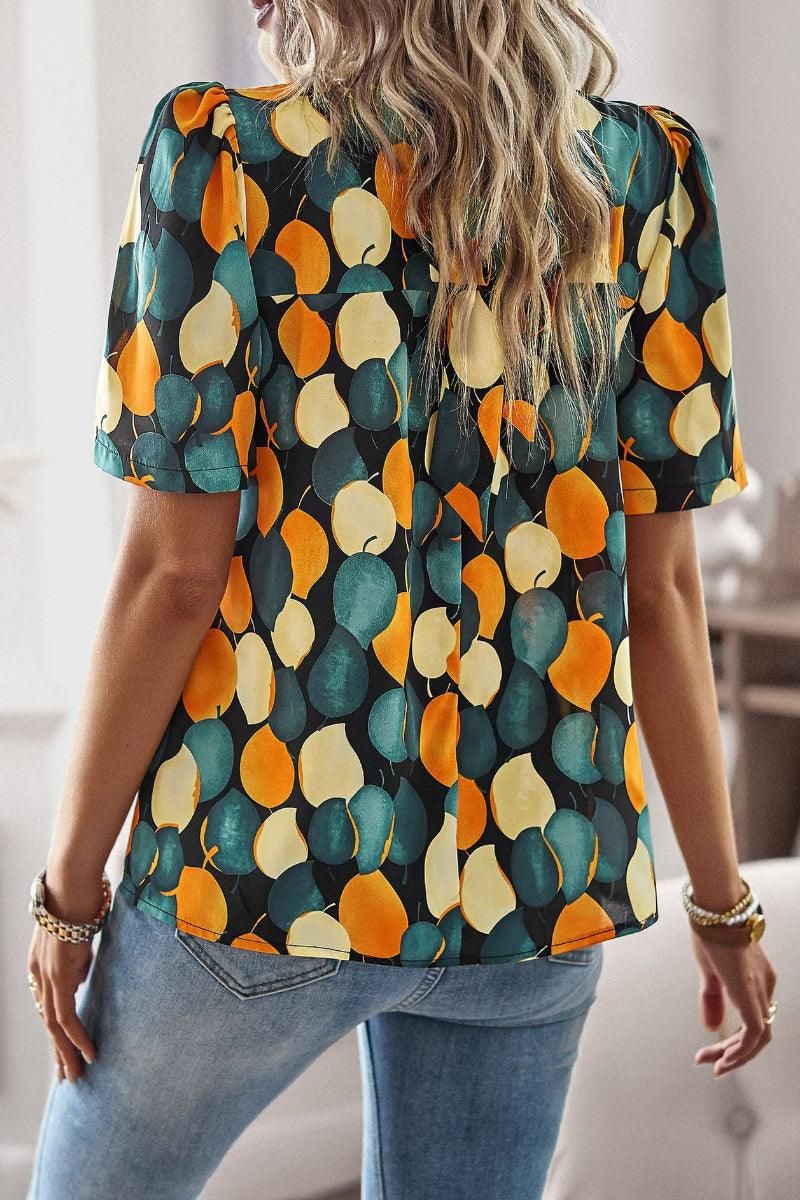 UNIQUE PATTERN HALF NECK BLOUSE - Doublju
