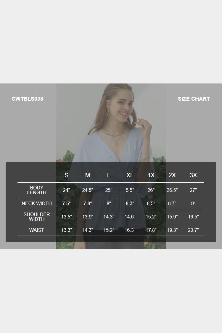 V NECK BATWING SLEEVE SLIK BLOUSE TOP - Doublju