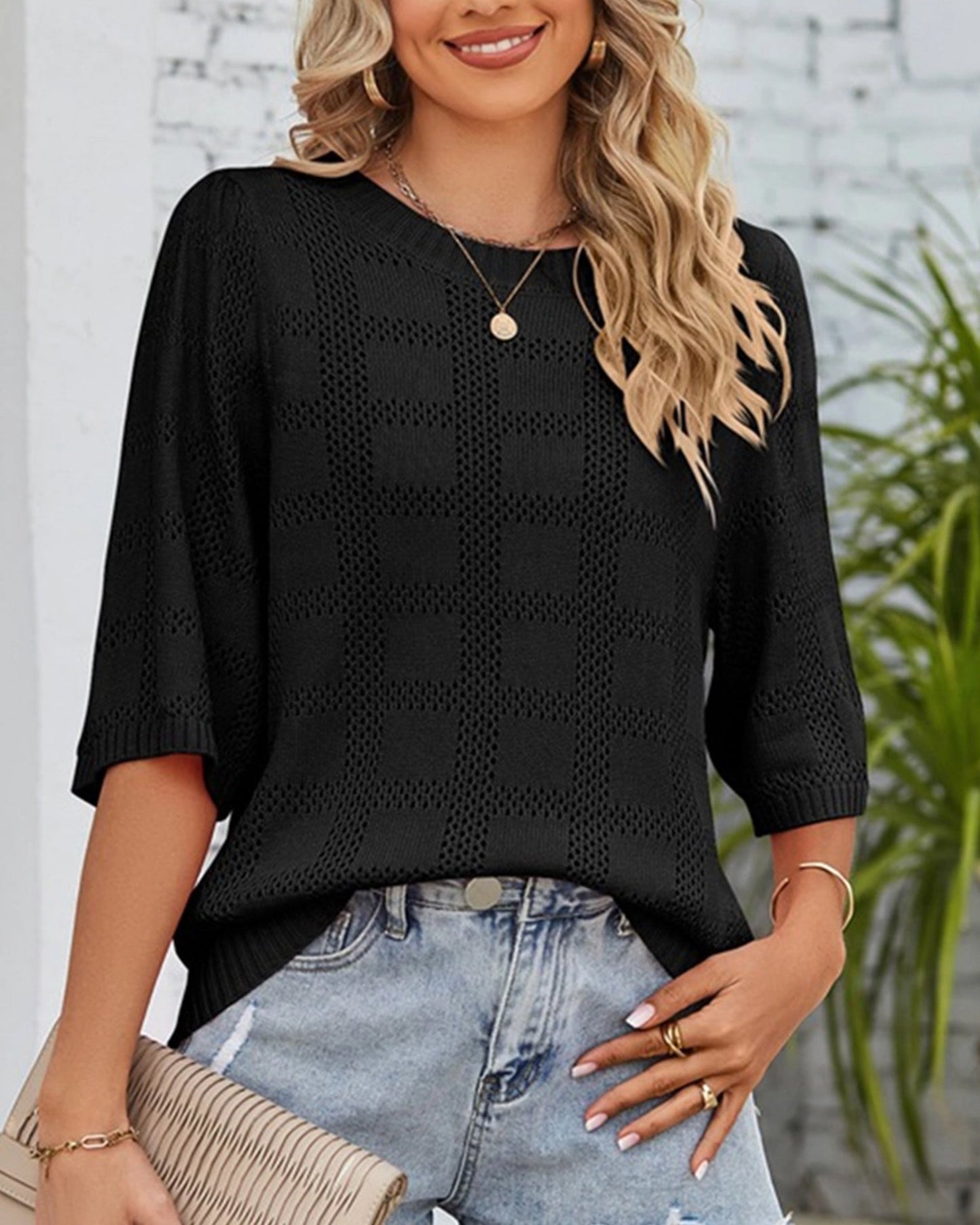 HOLLOW SUN PROTECTION KNITTED SWEATER COVER