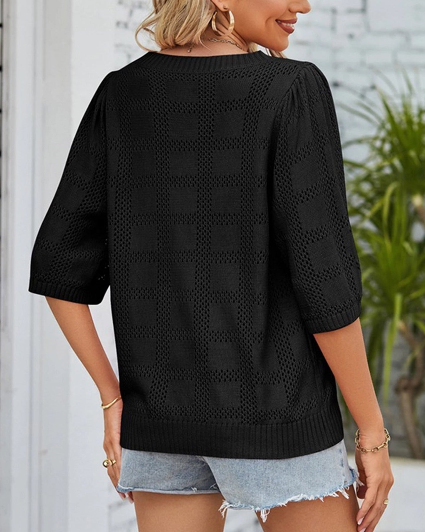 HOLLOW SUN PROTECTION KNITTED SWEATER COVER