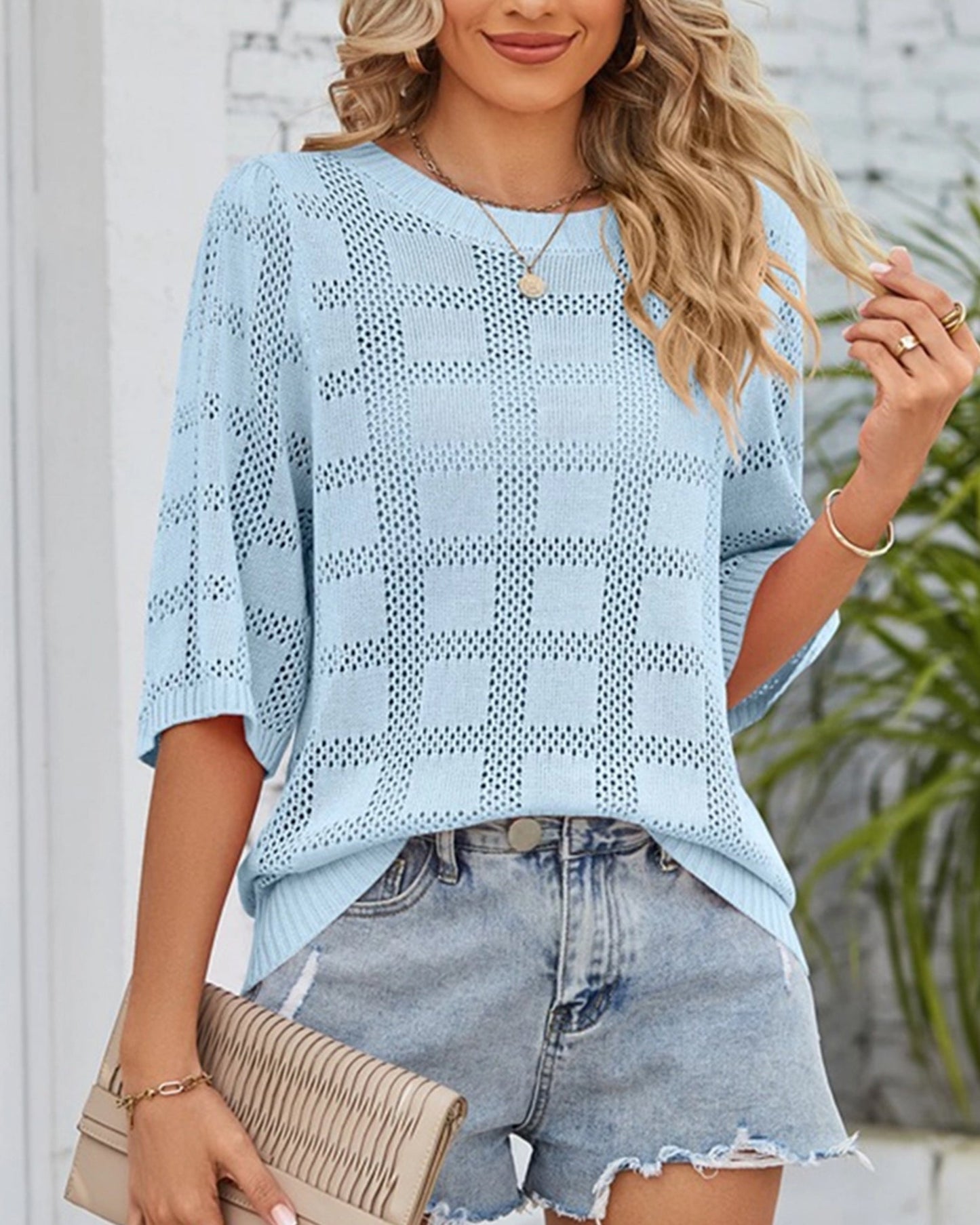 HOLLOW SUN PROTECTION KNITTED SWEATER COVER