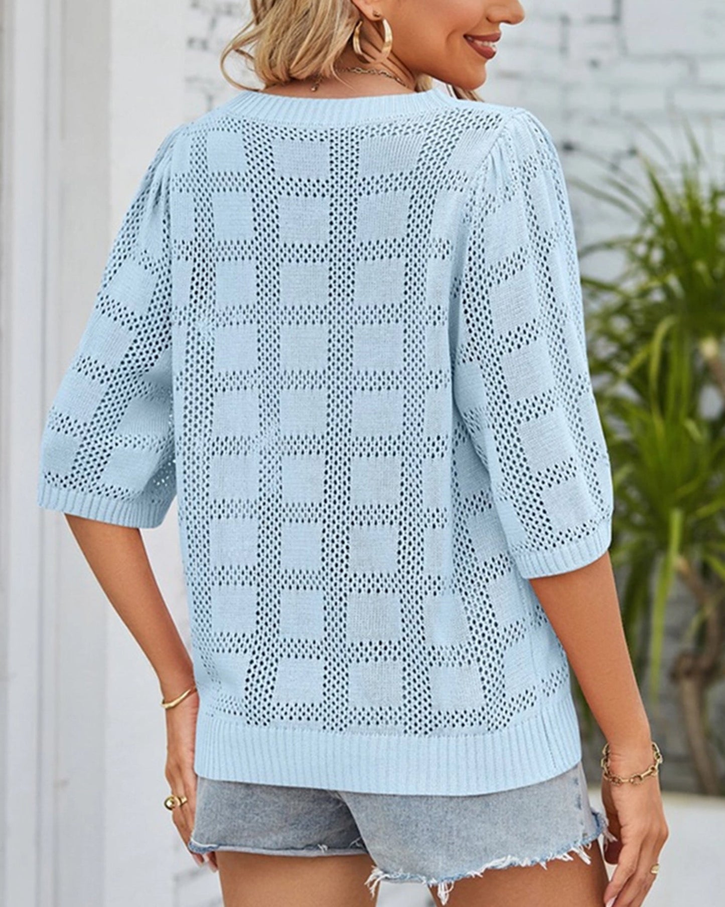 HOLLOW SUN PROTECTION KNITTED SWEATER COVER