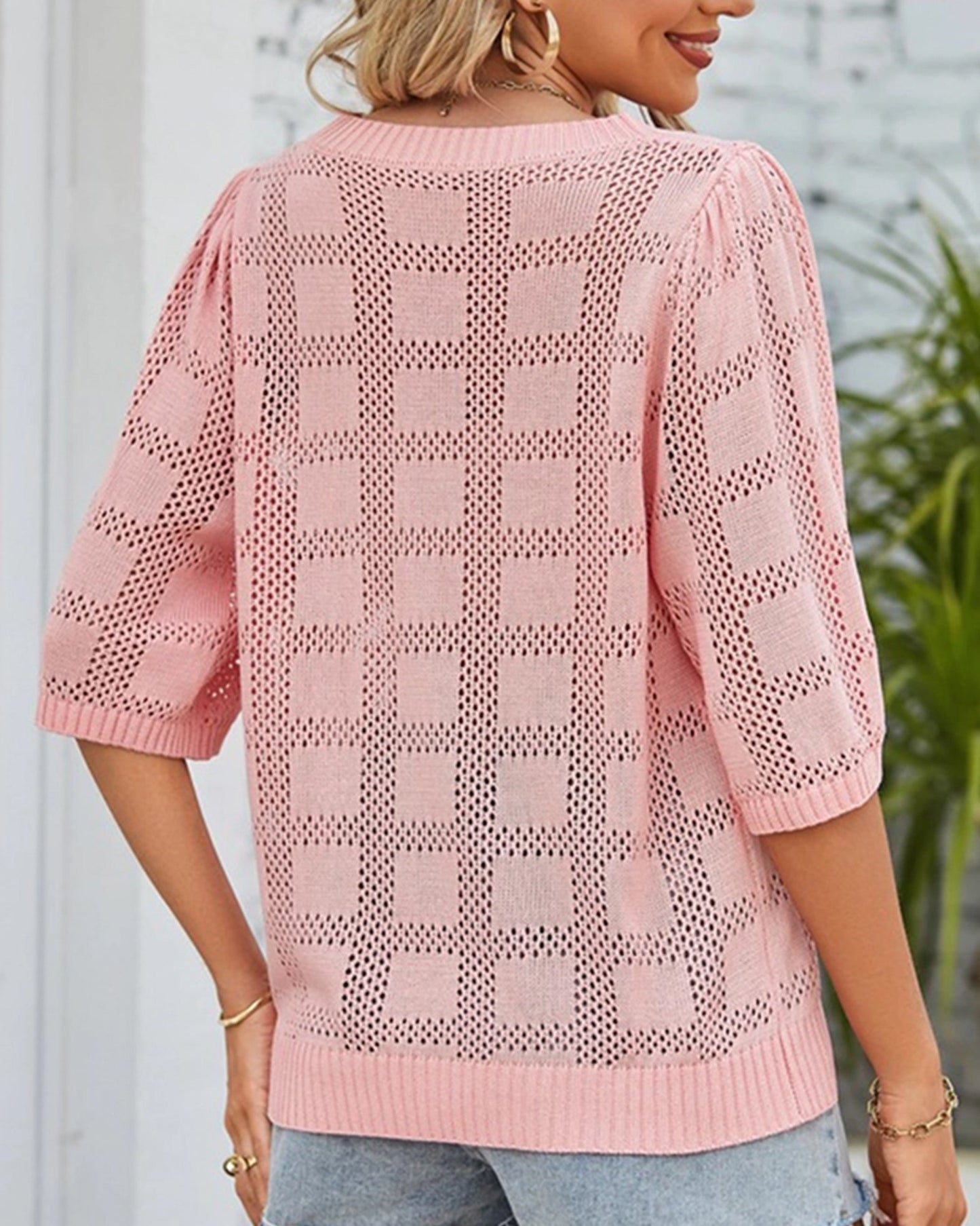 HOLLOW SUN PROTECTION KNITTED SWEATER COVER